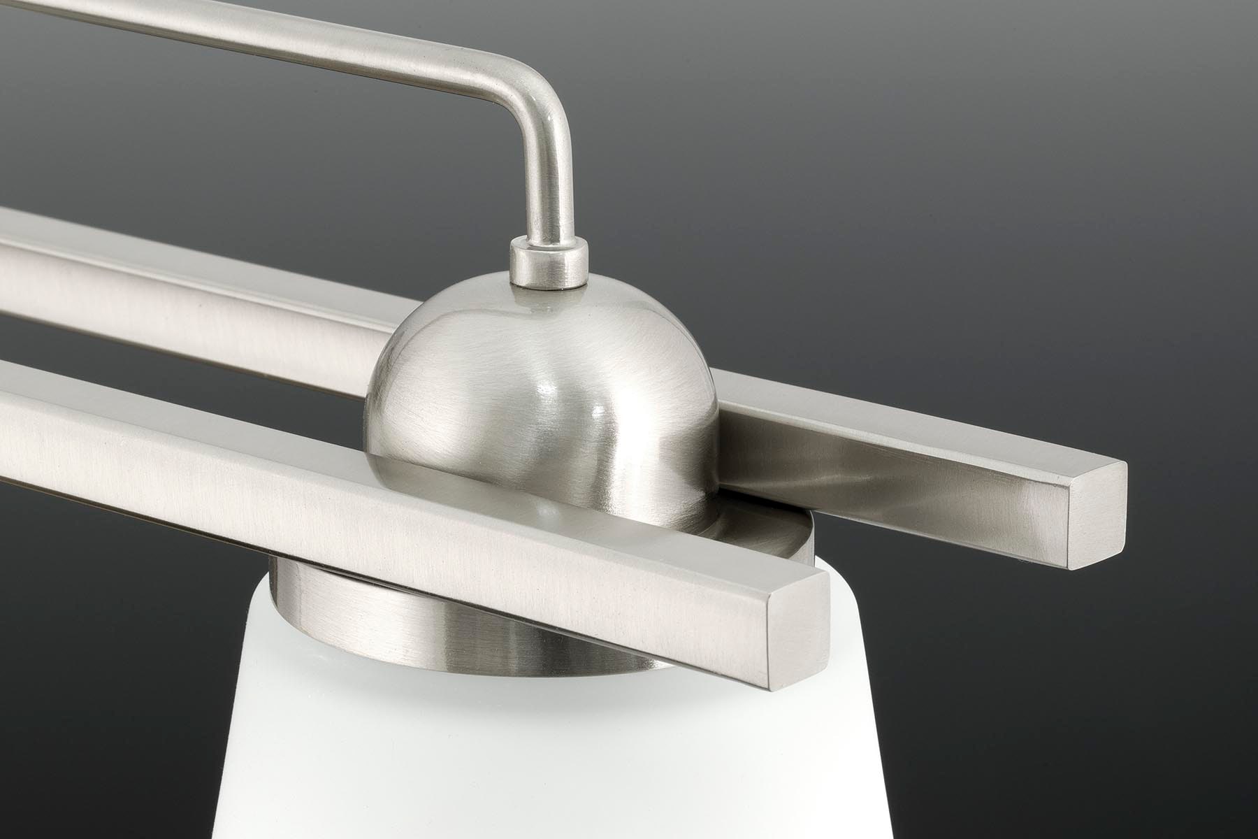 Brushed Nickel 4-Light Bath Vanity with Etched Glass Shades