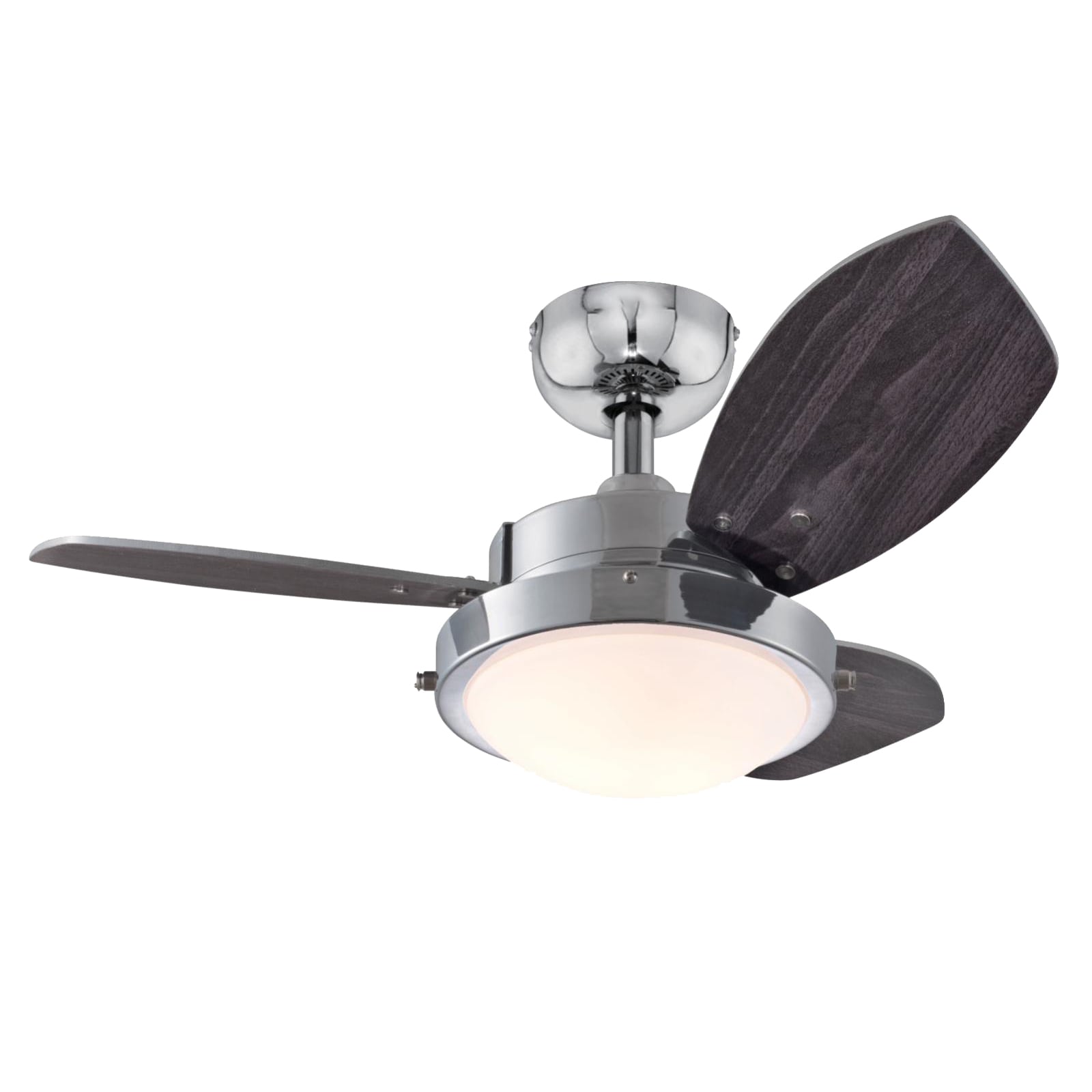 Ciata 42399L 30-Inches Chrome with Brown Blades Integrated LED Fixture Indoor Downrod mount Standard Ceiling Fan With Light ( 3 -Blade)