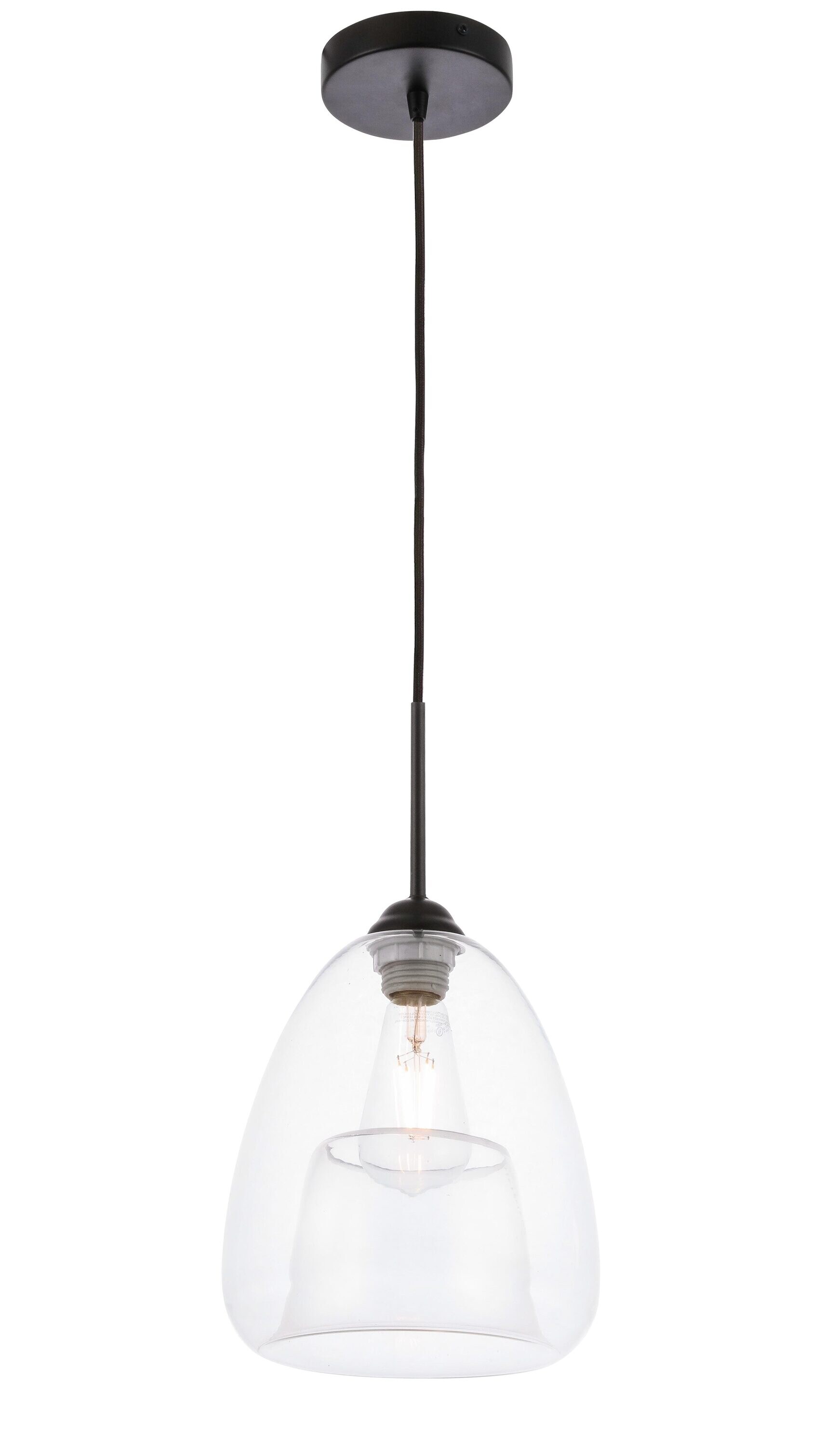 Kason Contemporary Black Finish Clear Glass Pendant Light