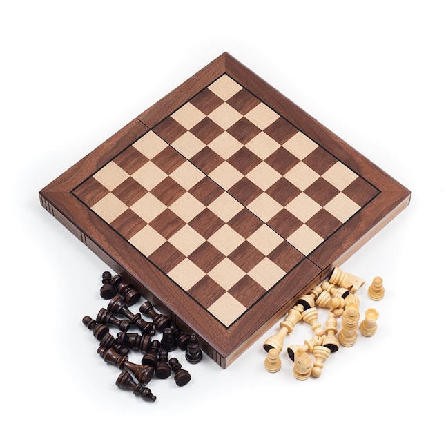 Toy Time Chess Board Walnut Book Style with Staunton Chessmen - Foldable,  Magnetic Closure, Solid Wood - Strategy Game for All Ages in the Board  Games department at