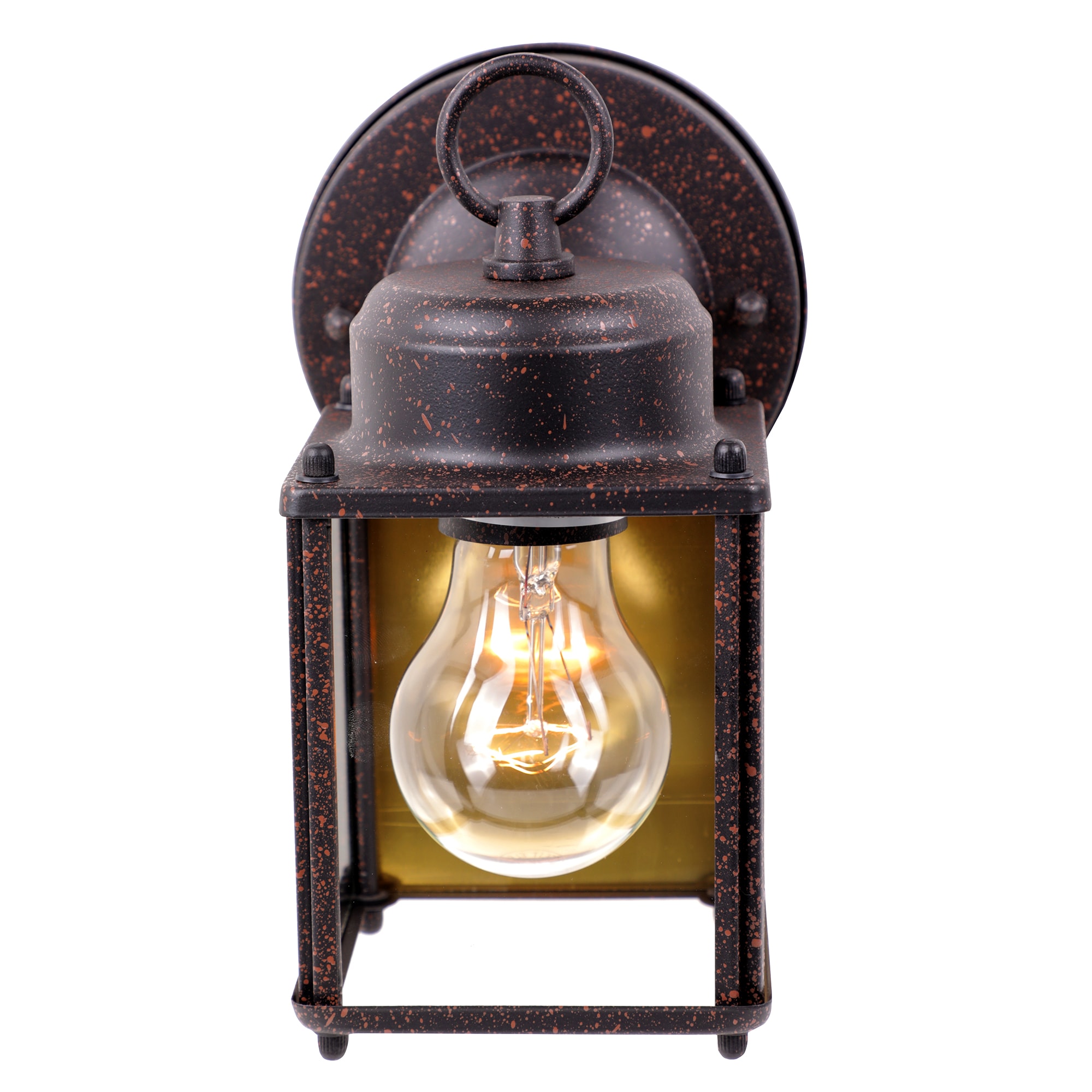 Rust Patina Dimmable Outdoor Lantern Sconce with Clear Glass
