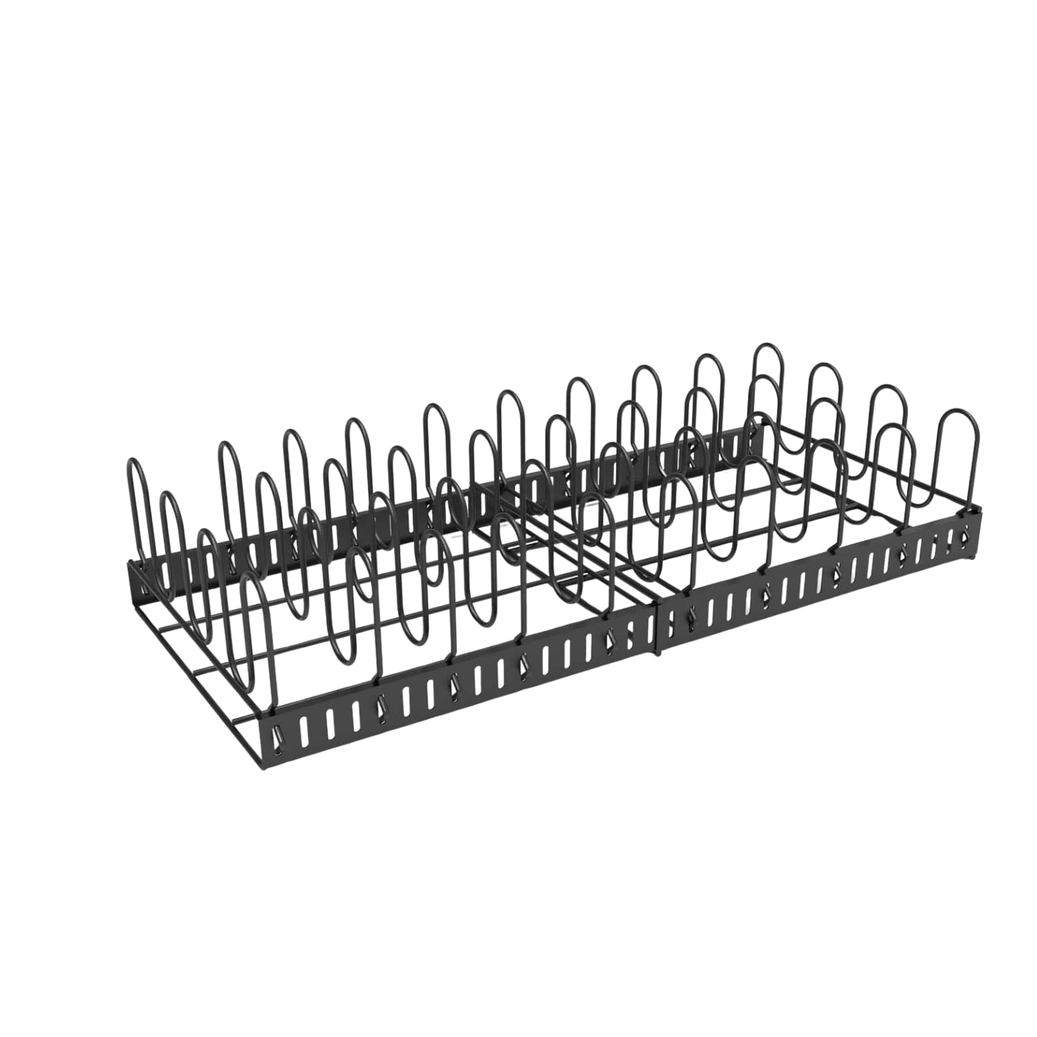Etokfoks  Black Expandable Food Container Lid Drawer Organizer with 8 Adjustable Dividers for Cabinets Pantry Drawers