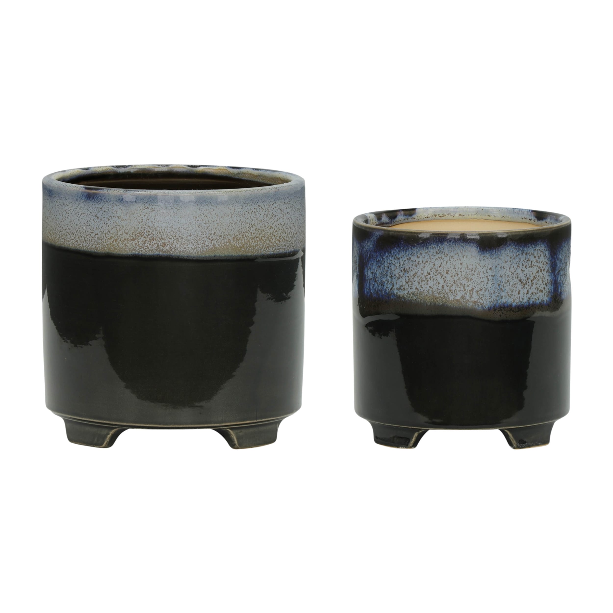 Kahomvis HDA-QPB0-801 Round 8.0-in W Small Blue Ceramic Indoor/Outdoor Planter