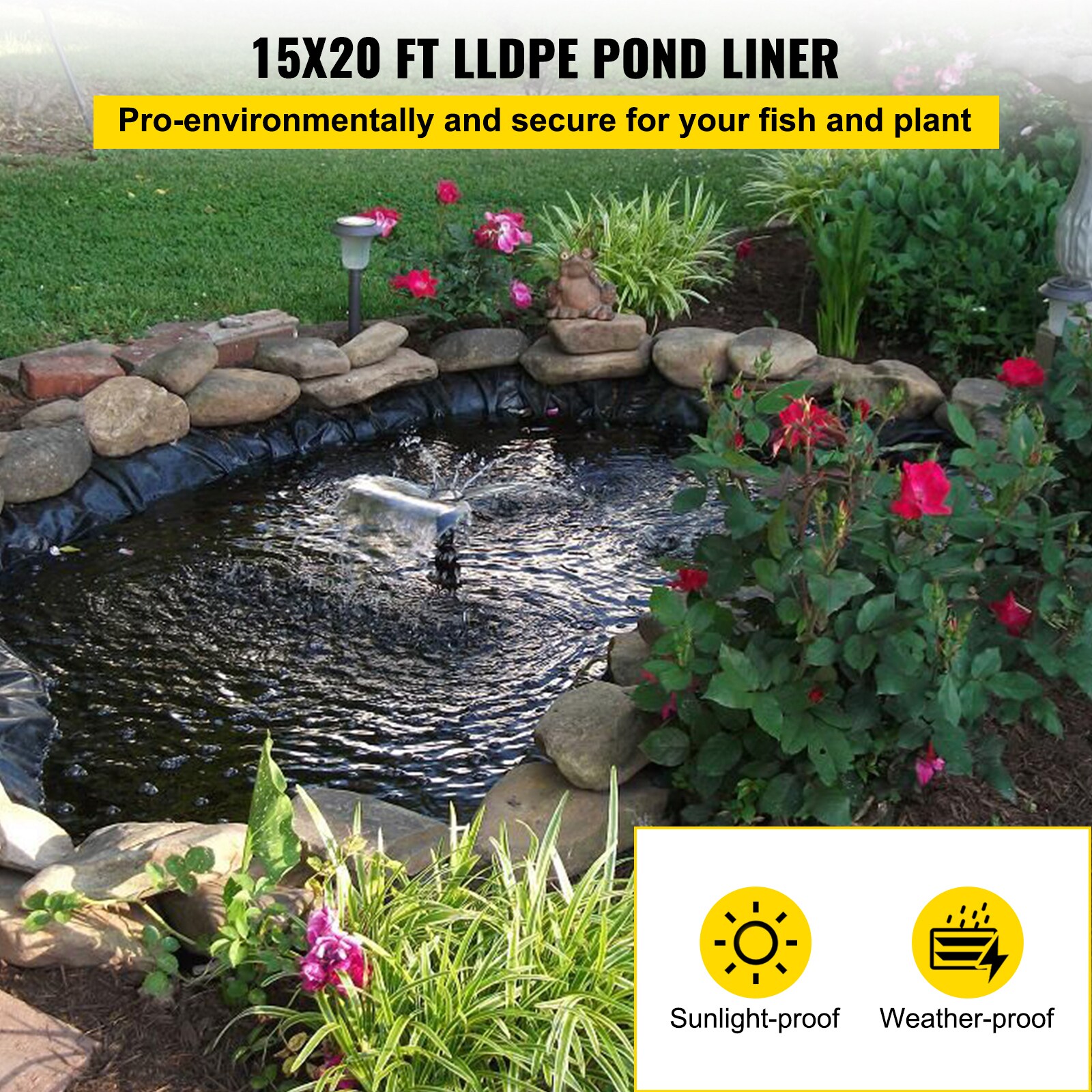 VEVOR 20-ft L x 15-ft W Lldpe Polyethylene Pond Liner in the Pond ...