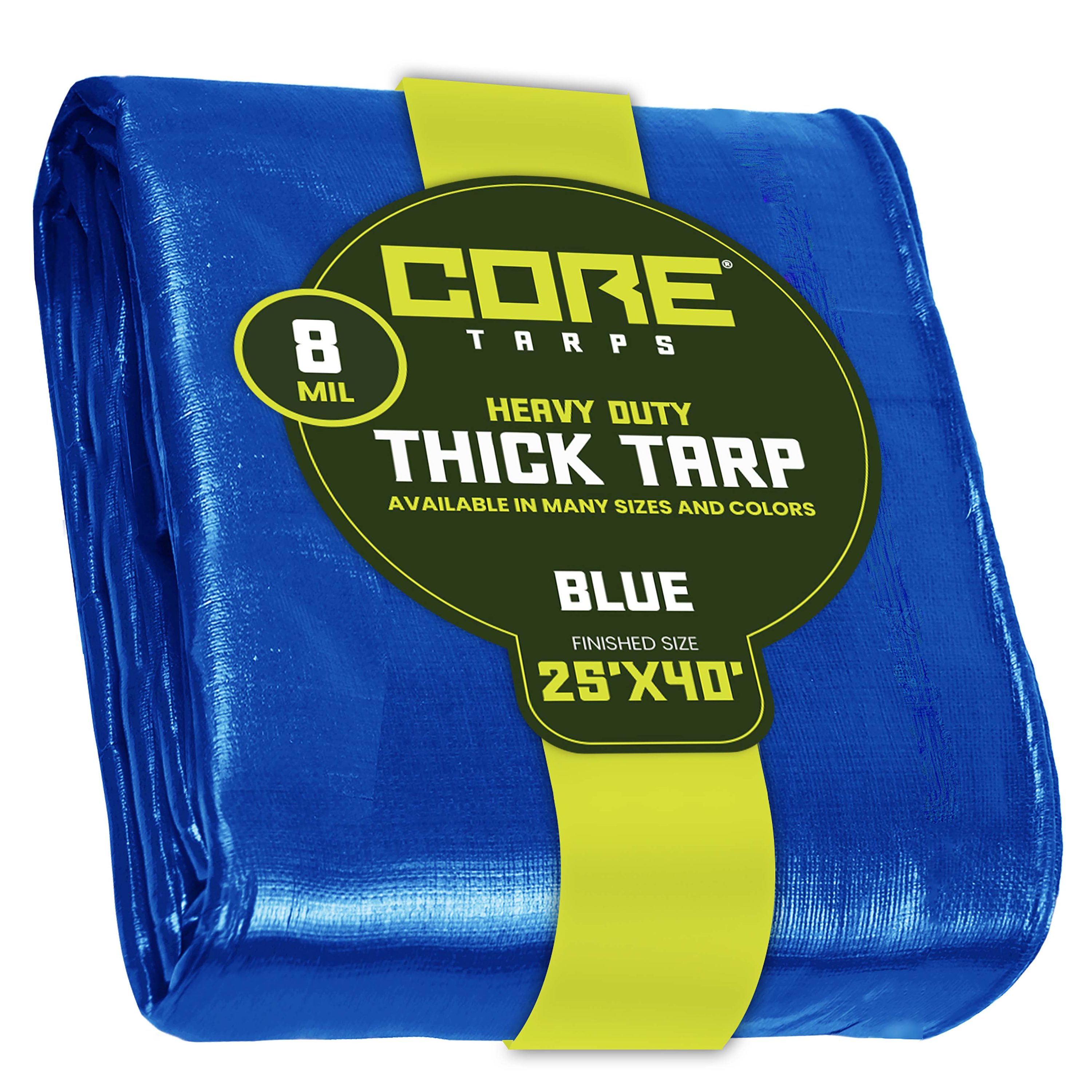 Core Tarps CT-405-25X40 25-ft x 40-ft Blue Waterproof Commercial Polyethylene 8-Mils Tarp