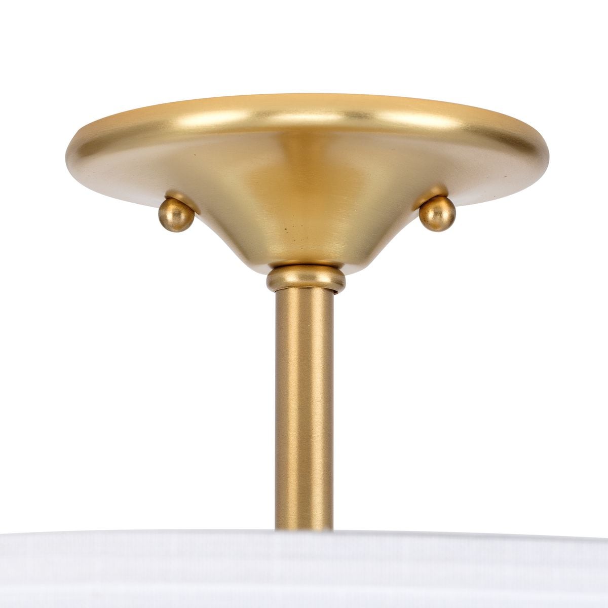 Elegant 18" Satin Brass Semi-Flush Mount with Summer Linen Shade