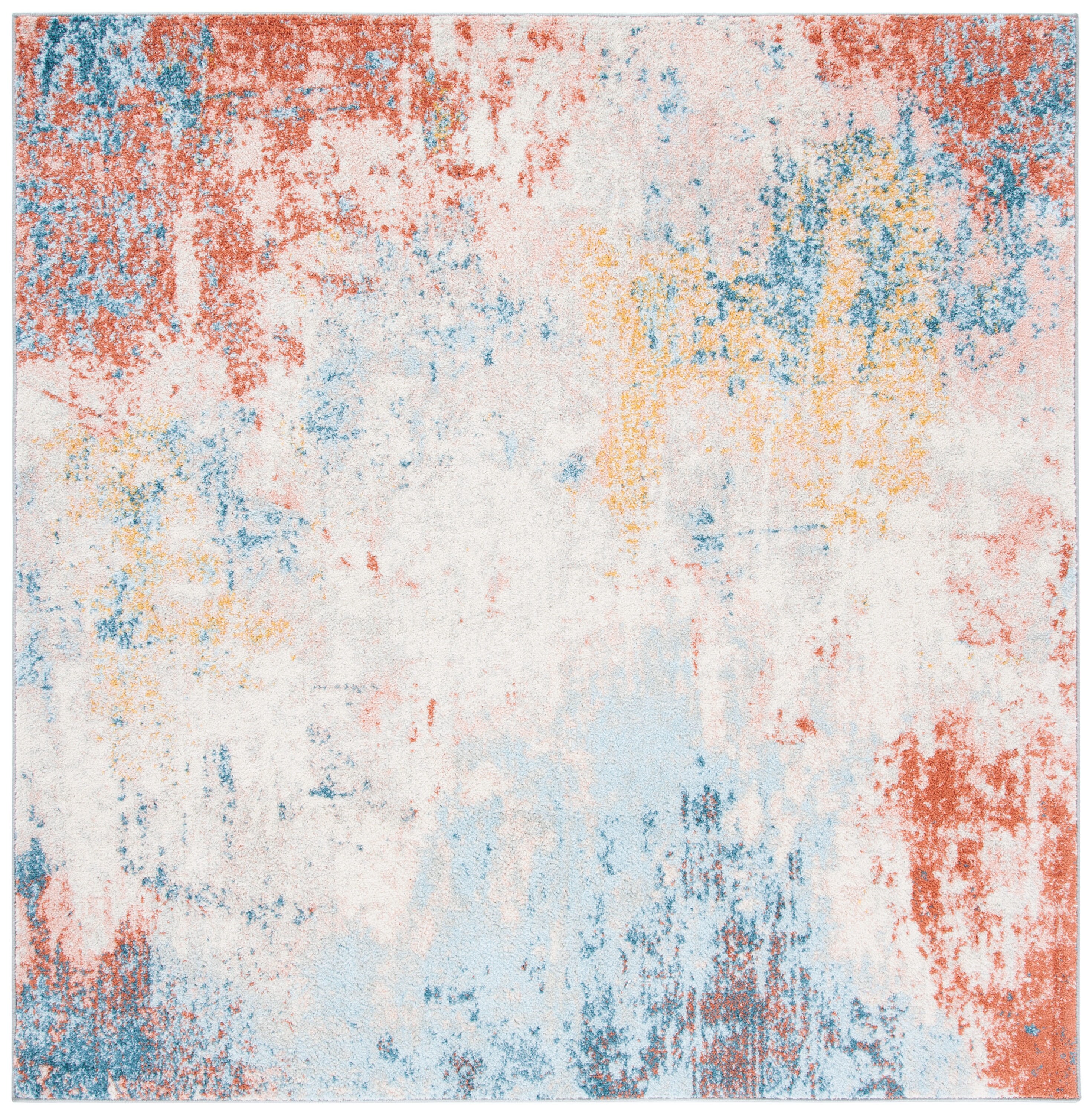 Safavieh TUL207A-7SQ Tulum Laufey 7 x 7 (ft) Loomed Polypropylene Ivory/Pink Square Indoor Distressed/Overdyed Bohemian/Eclectic Area rug