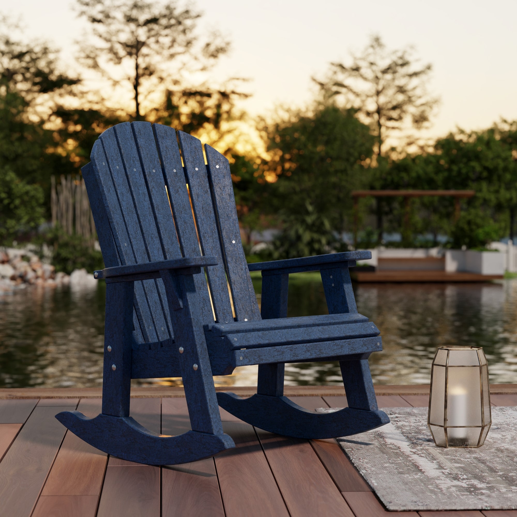 Patriot Blue Poly Lumber Adirondack Rocking Chair