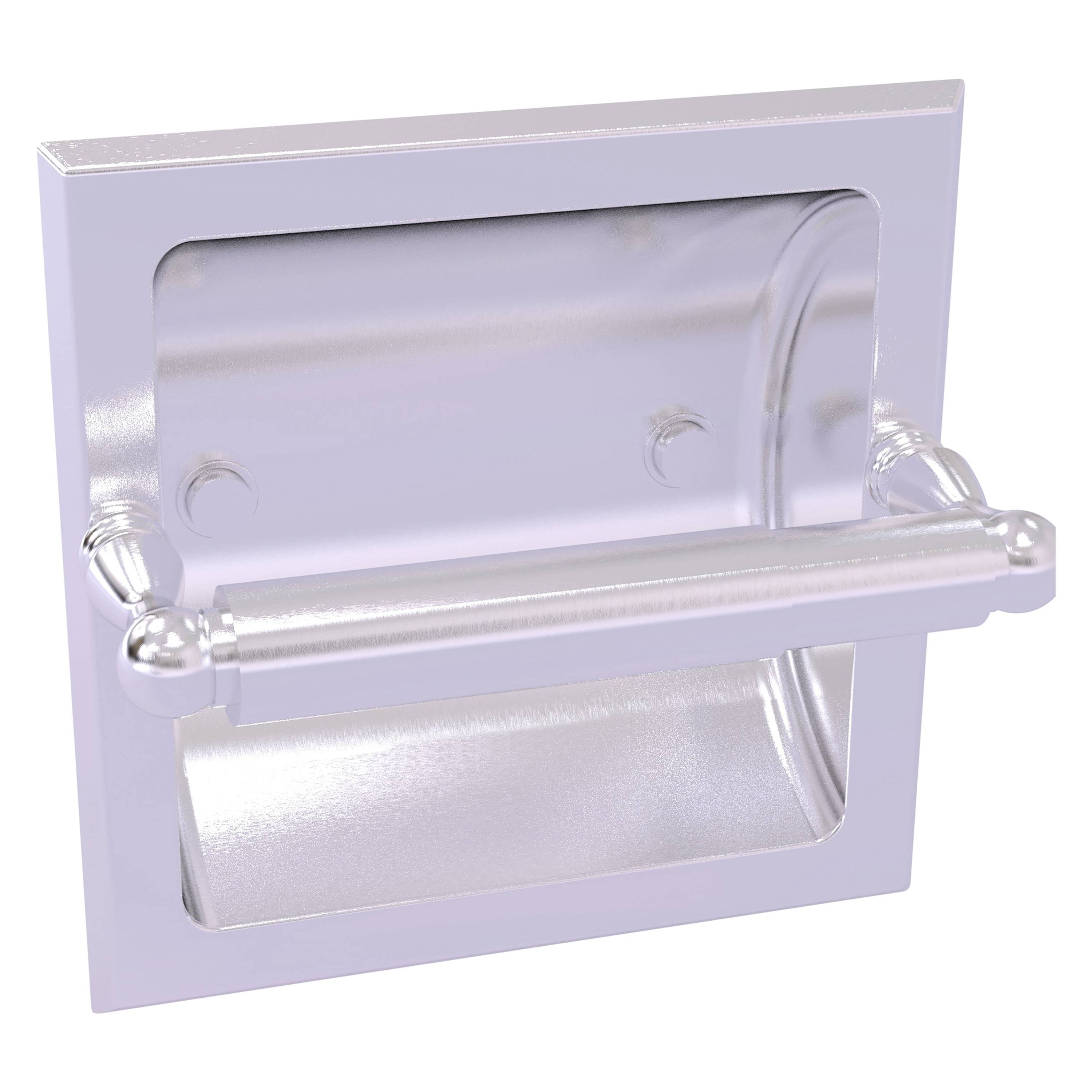 Satin Chrome Recessed Wall Mounted Toilet Paper Holder