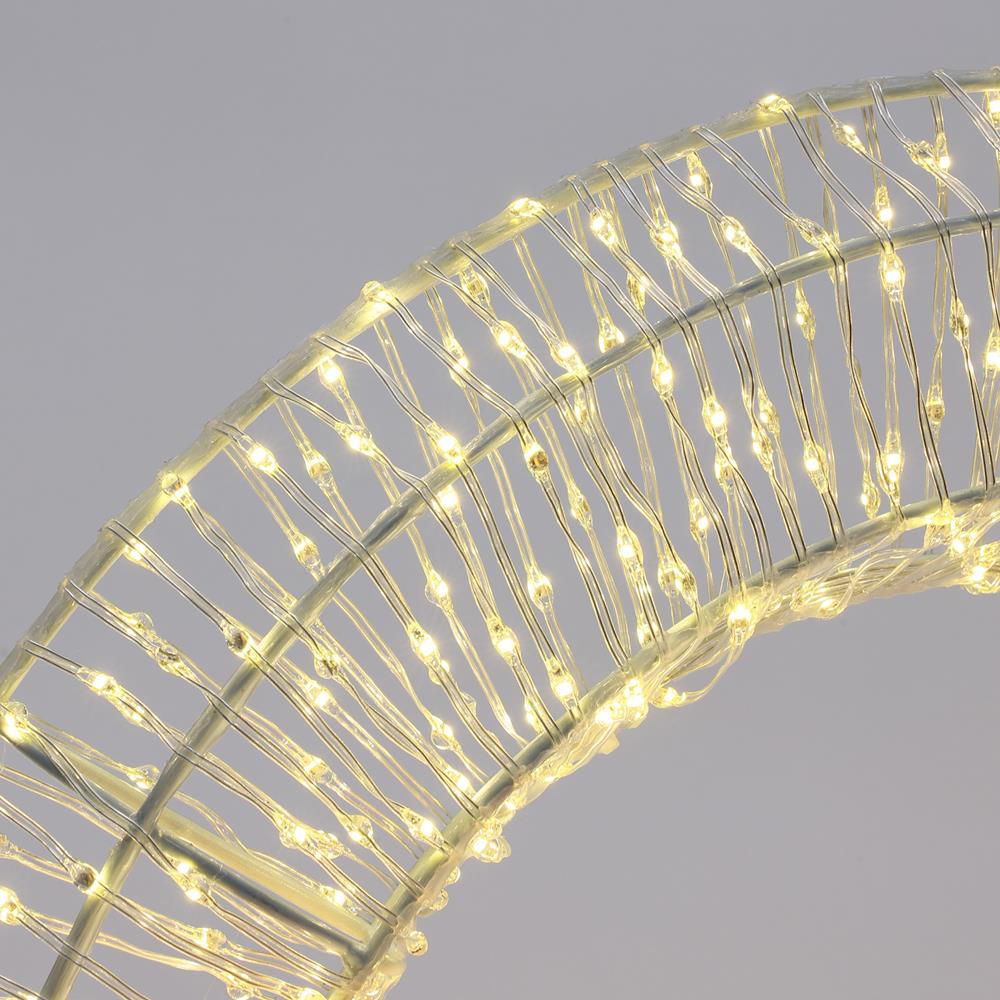 1.6-Foot Gold LED Christmas Wreath with Red Light Bow