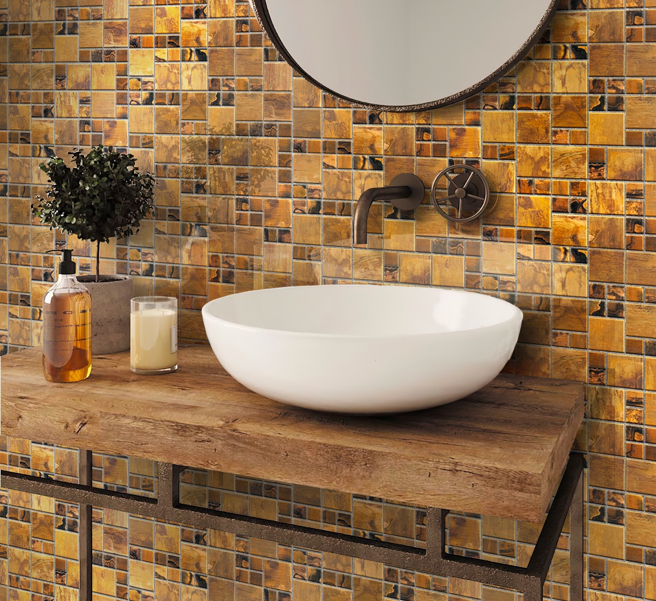 Apollo Tile Avant Garde Bronze 12-in x 12-in Matte Metal Uniform Squares Wall Tile (4.75-sq. ft/ Carton)