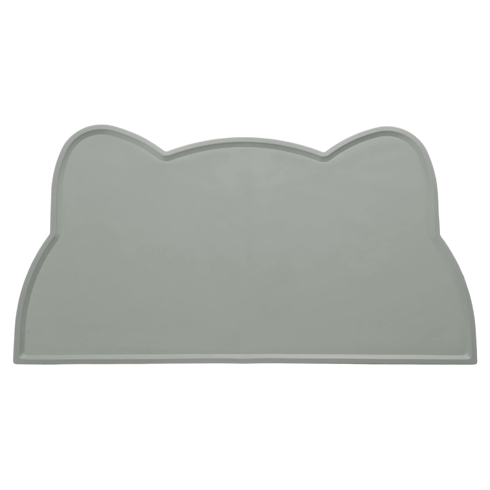 Unique Bargains 1pc Cat Food Mat 17 x 9-Inch Silicone Pet Feeding Mat Non-Slip Cat Face Shaped Waterproof Dog Water Bowl Tray Raised Edge Protects Floors (Gray) Intended for Pets Bowl/Fountain