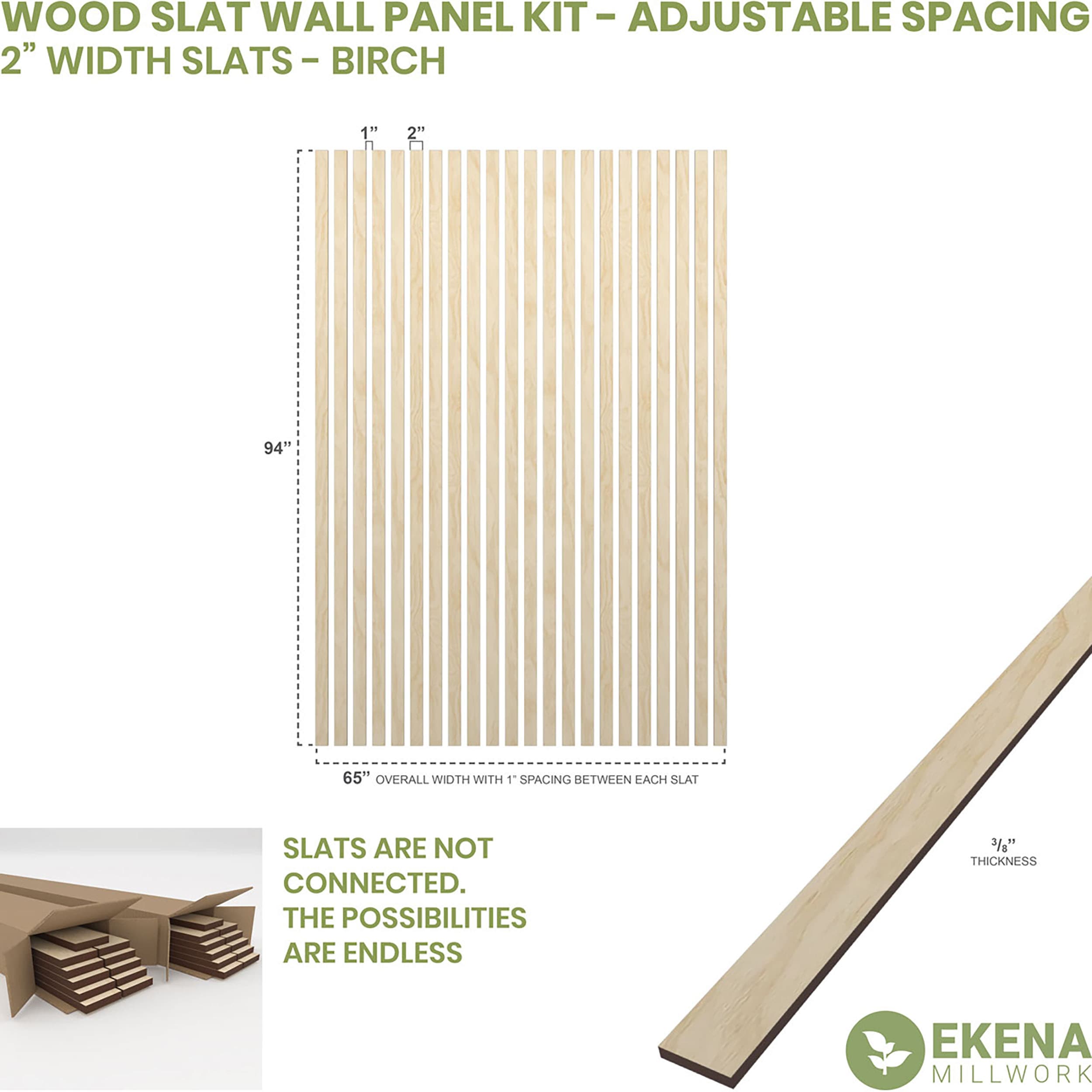 Ekena Millwork 2-in x 94-in Smooth Birch Wood Wall Panel (22-Pack) in ...