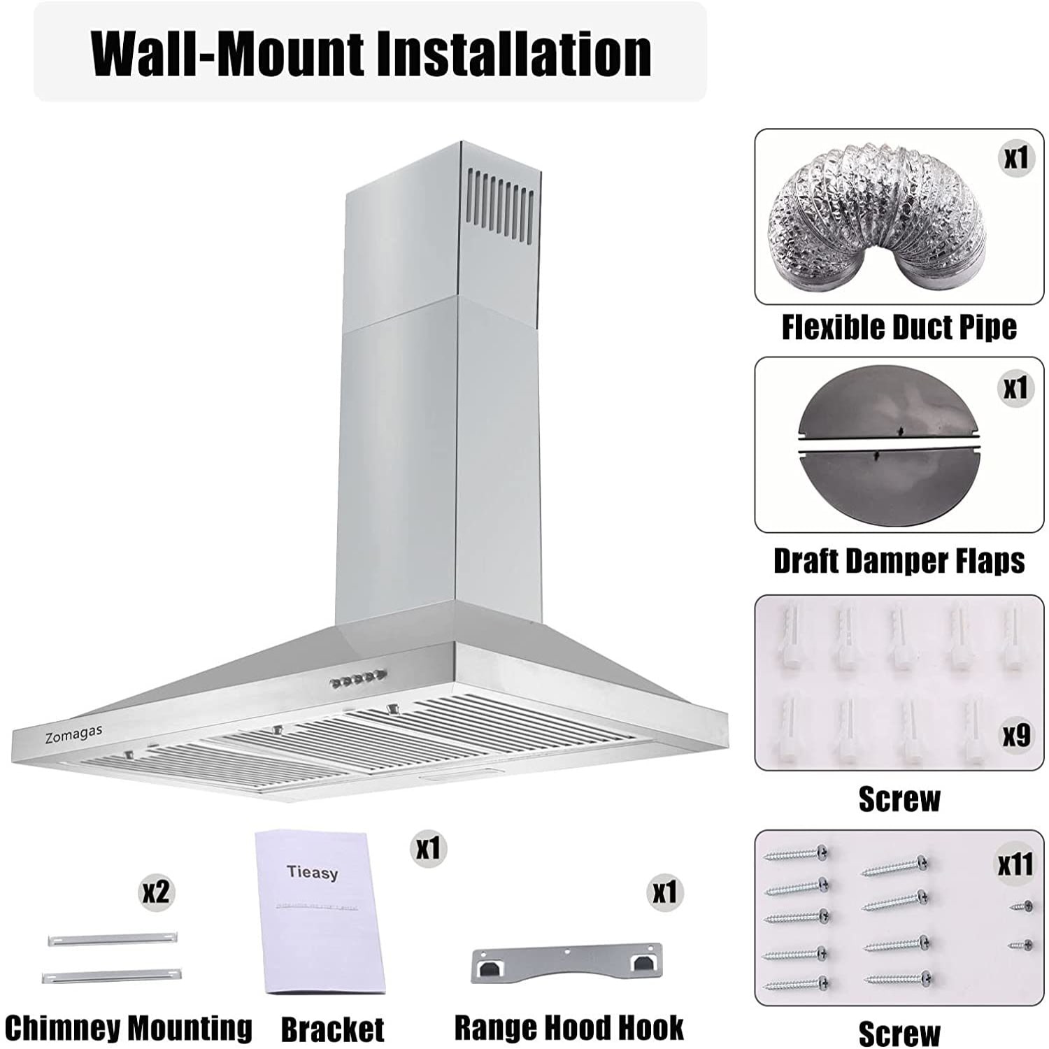 Damerin T11244 Wall-Mounted-Range-Hoods - View #3
