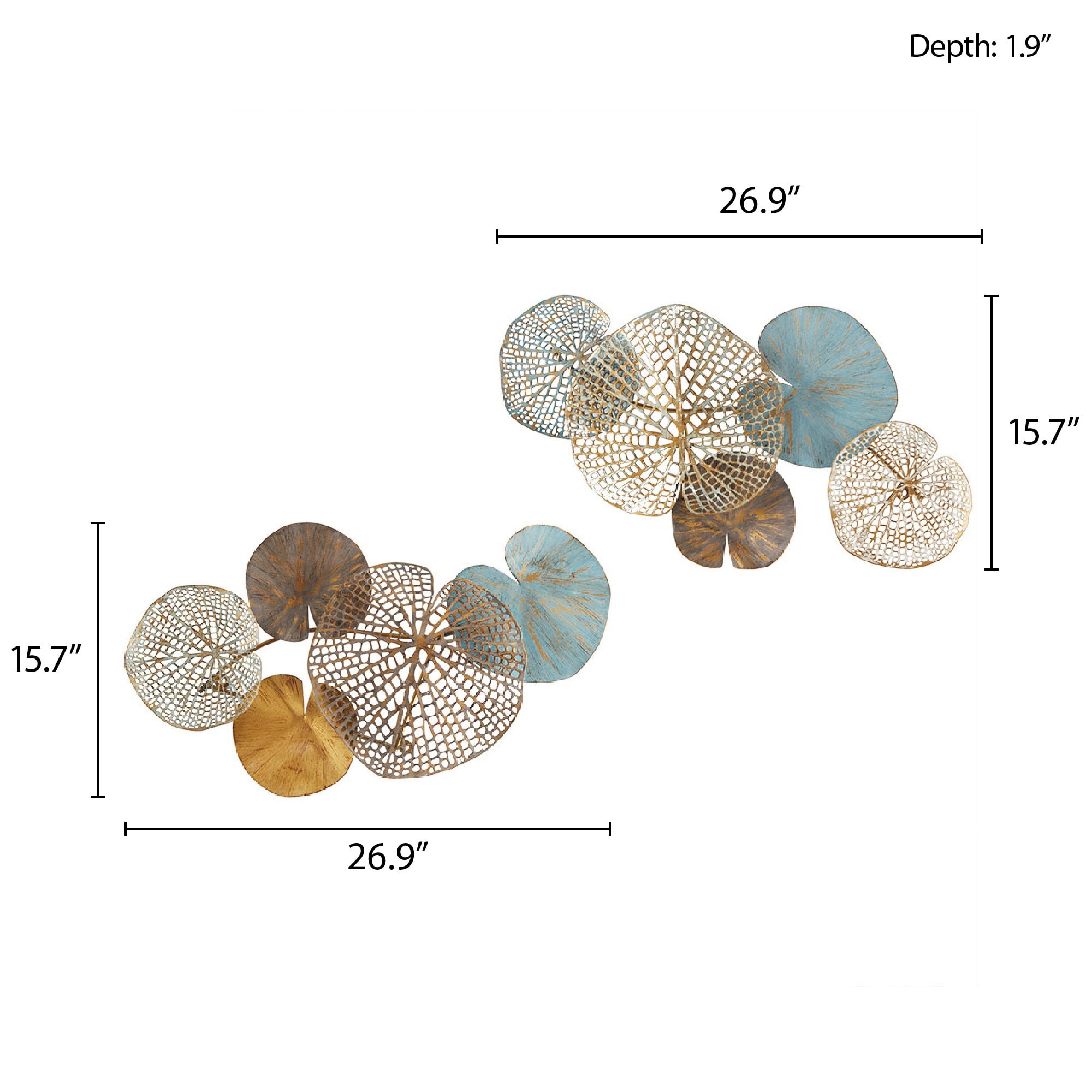 Madison Park Lenzie Multi-colored Lily Pad Leaves 2-piece Metal Wall ...