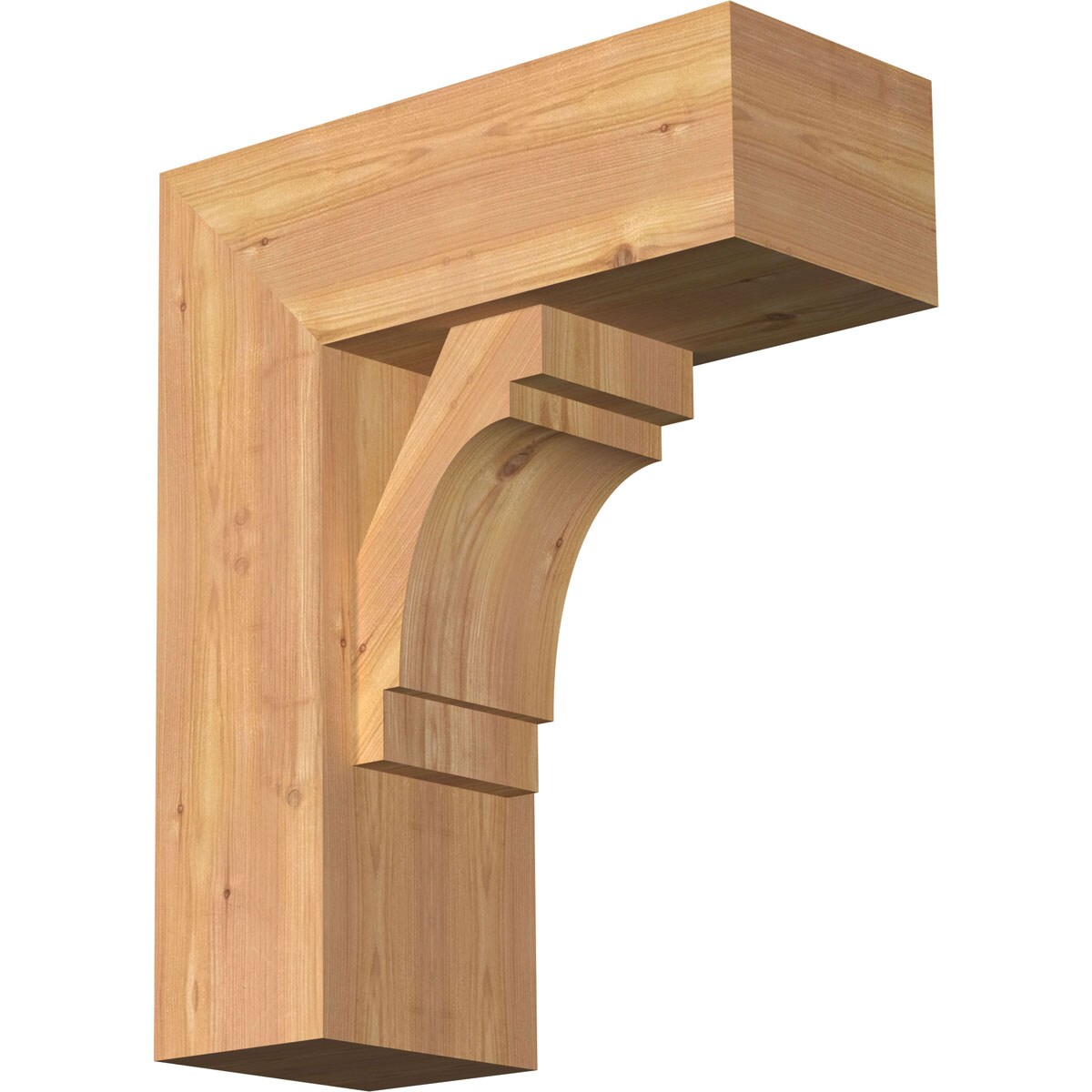 Ekena Millwork 1463164 Merced Block Smooth Bracket with Offset Brace 7-1/2-in x 18-in x 22-in Western red cedar Brown Wood Standard bracket