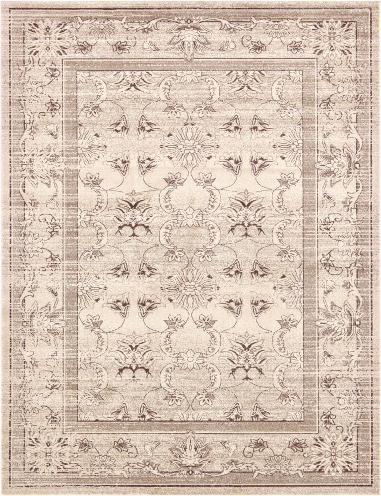 Unique Loom 3121533 Botanica La Jolla 10 x 13 (ft) Loomed Polypropylene Ivory/Brown Rectangular Indoor Floral/Botanical Farmhouse/Cottage Area rug
