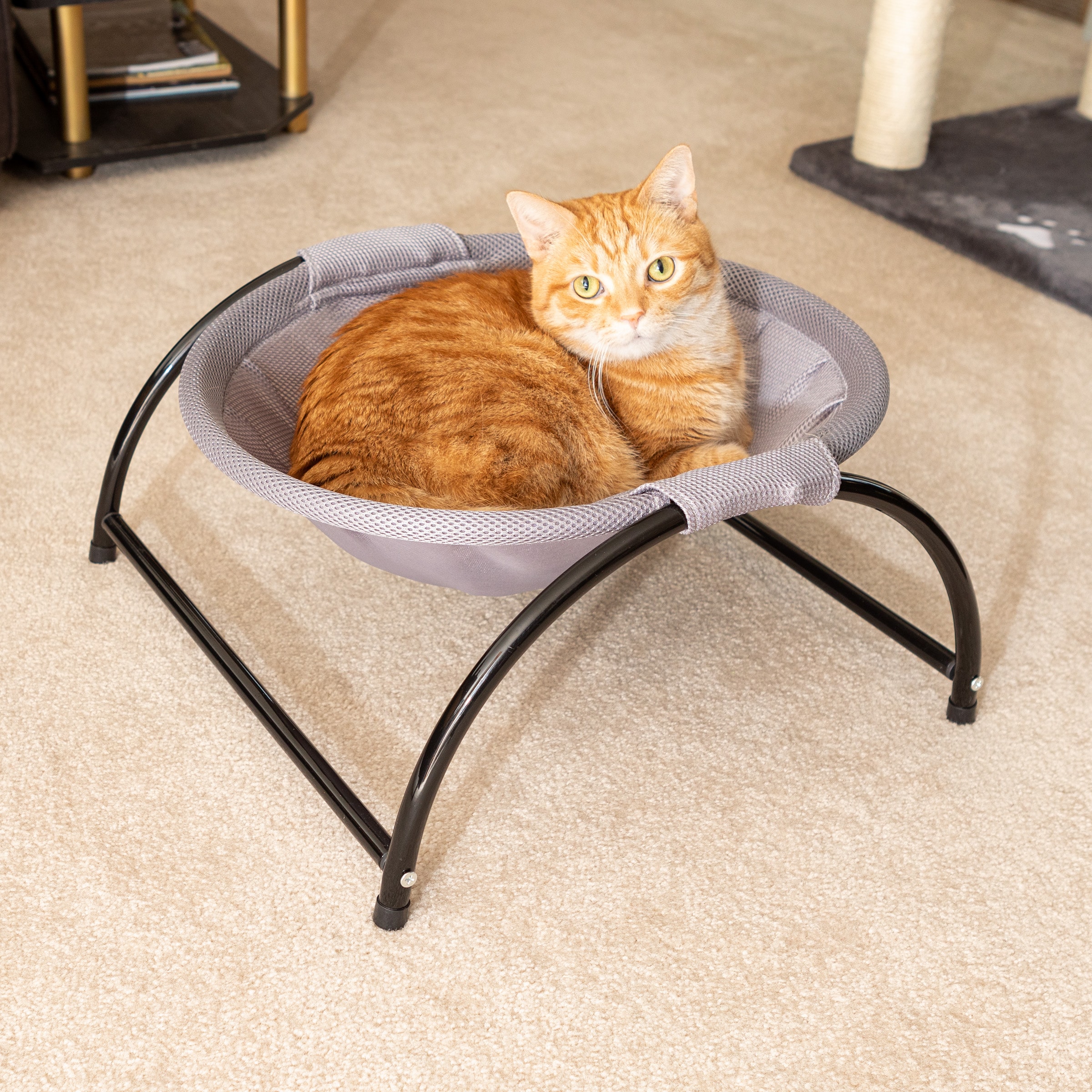 PETMAKER PET6322 Round Gray and Black Polyester Perch Cat Bed ( Medium )