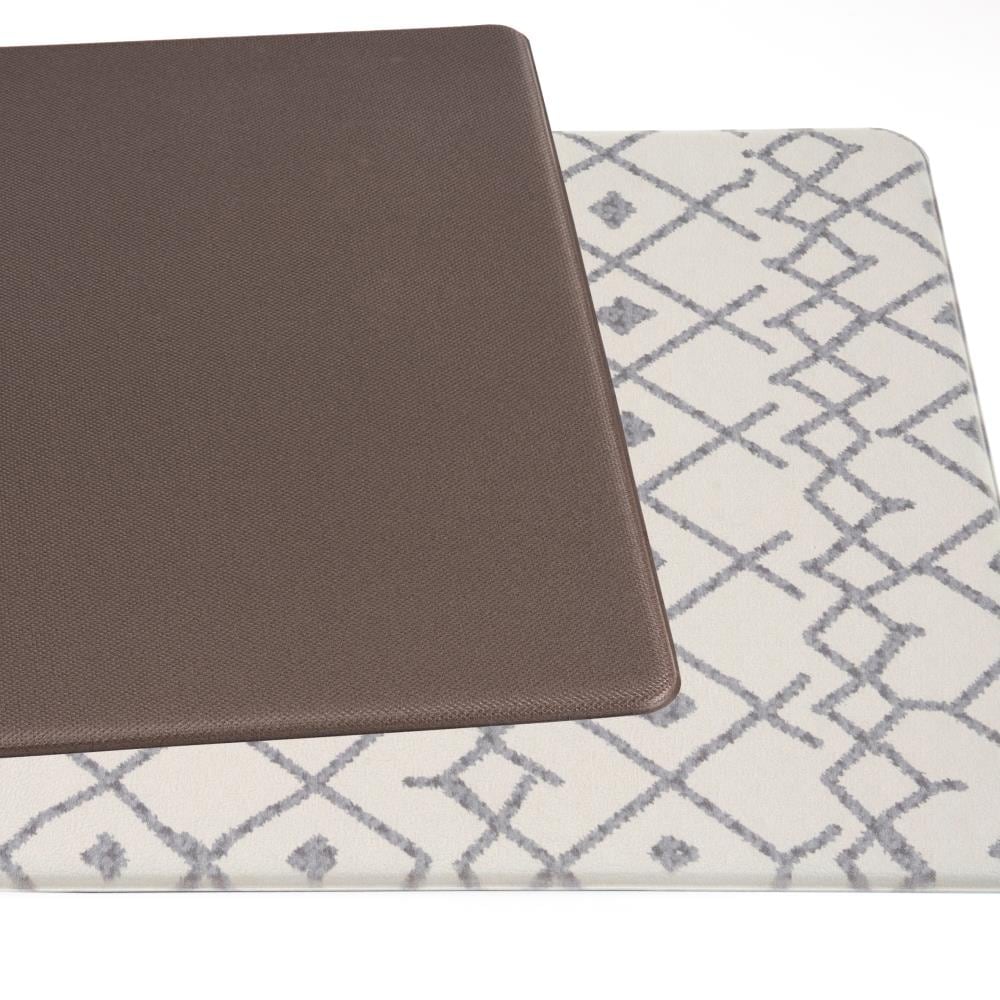 Cream and Gray Modern Boho Trellis Anti-Fatigue Mat 18" x 47"