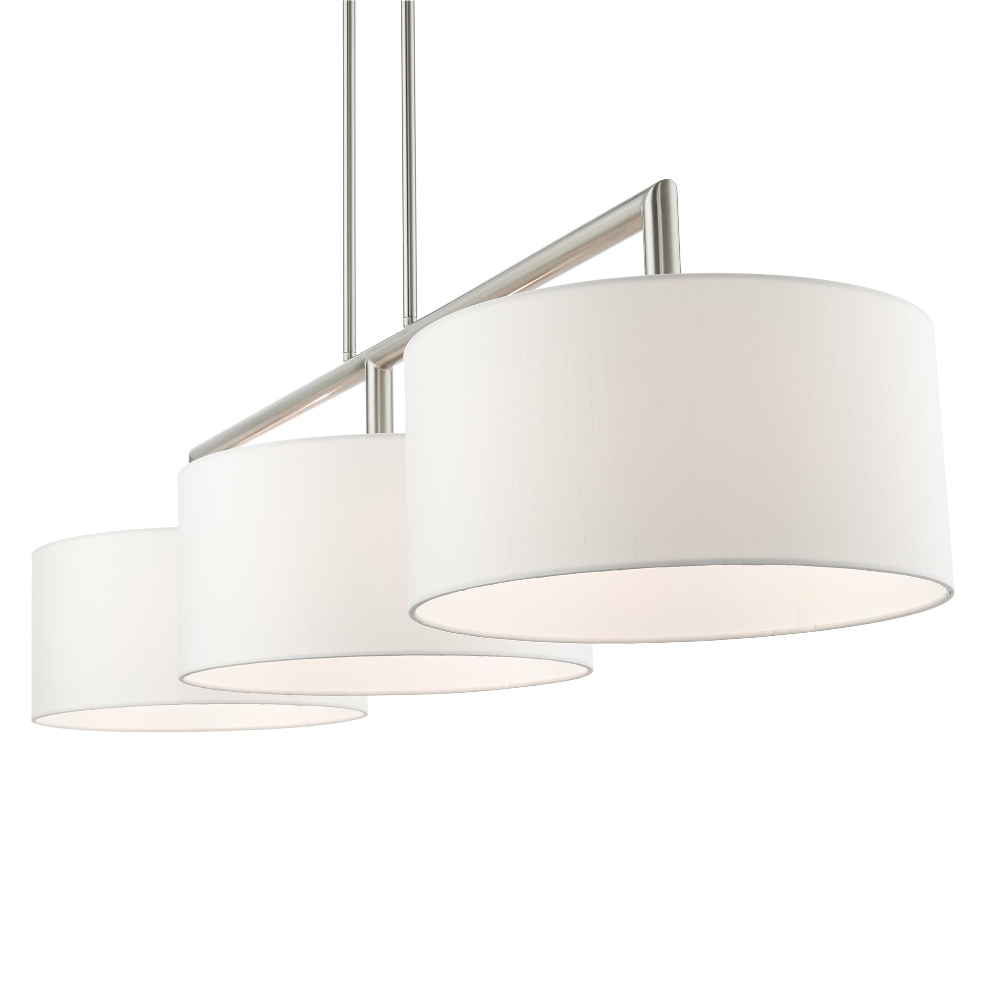 Sleek Brushed Nickel 3-Light Linear Drum Chandelier