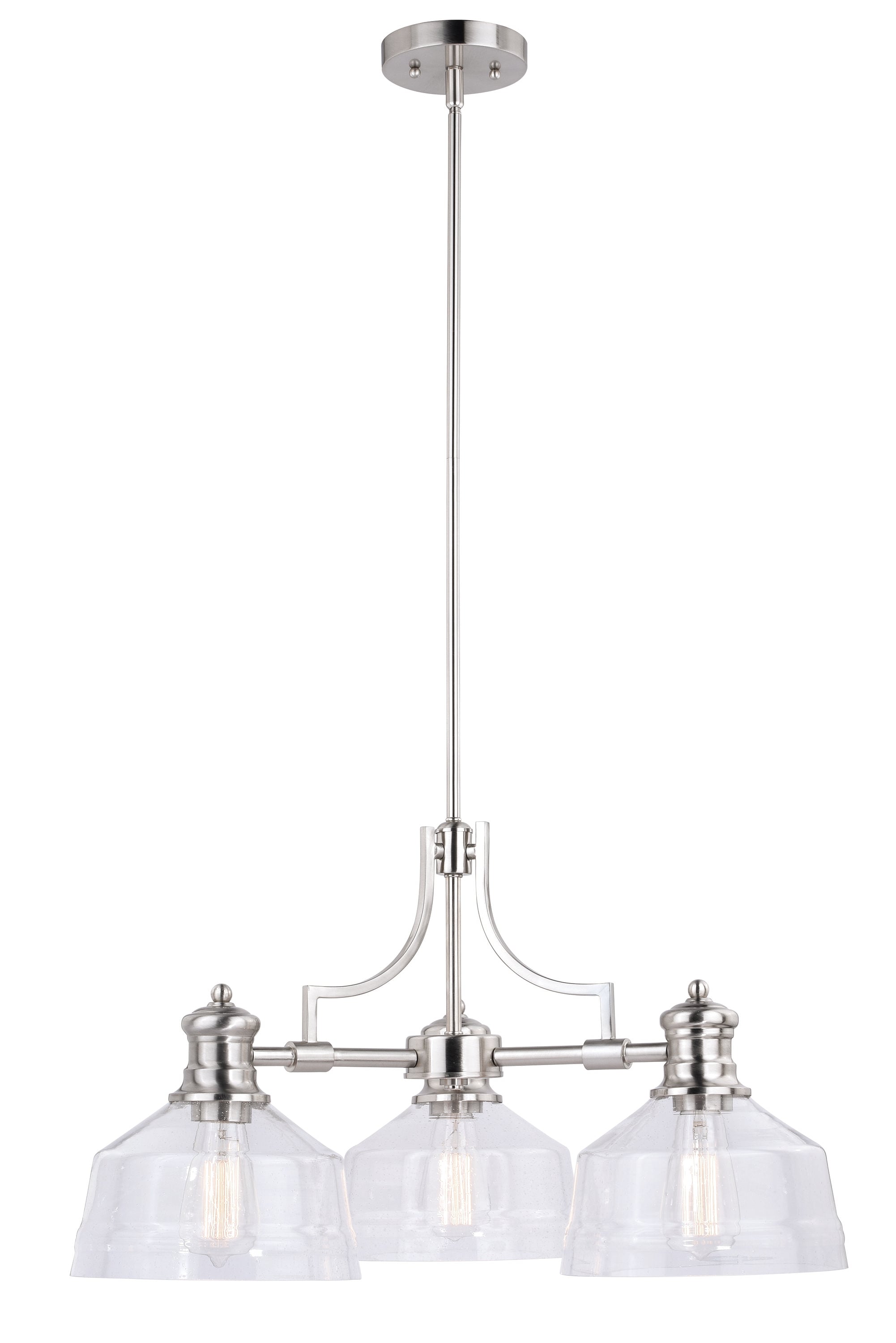 Cascadia H0220 Beloit 3 -Light Satin Nickel Farmhouse For Use in Bedrooms, Dining Rooms, Foyers, Kitchens, Living Rooms Chandelier