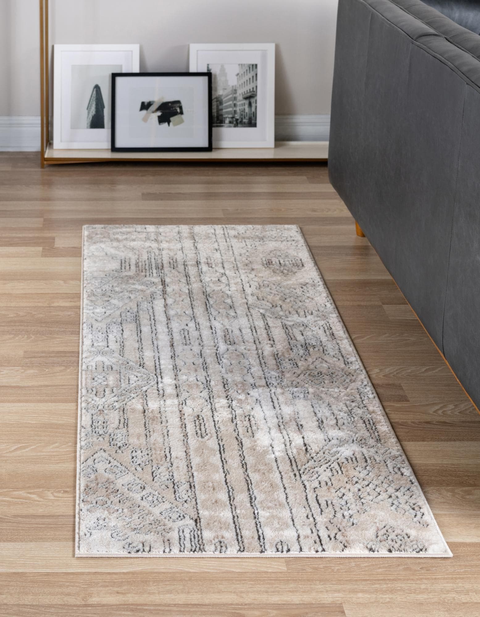 Unique Loom 3147145 Portland 2 x 6 (ft) Loomed Polypropylene Ivory Rectangular Indoor Stripe Runner rug