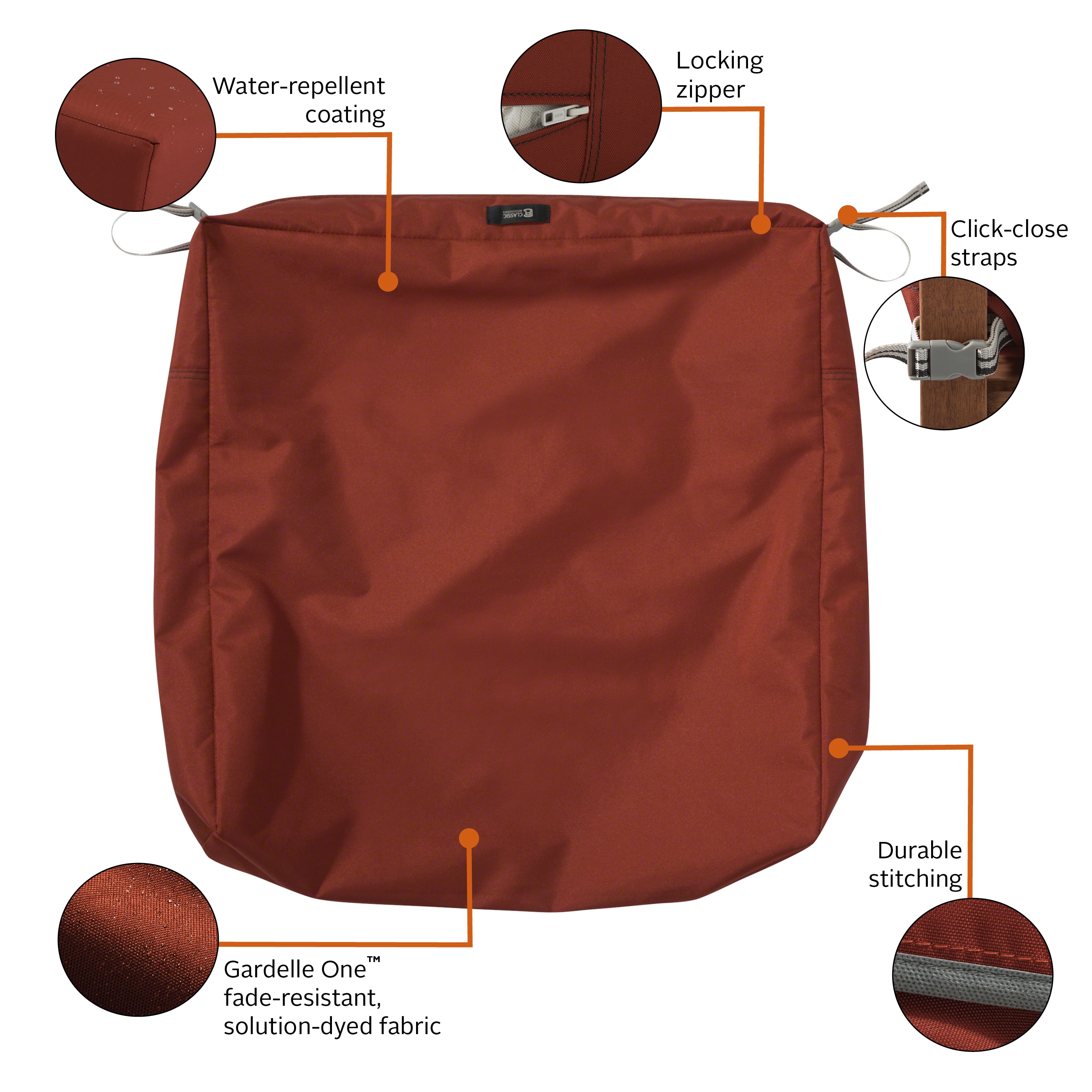 Ravenna Spice Square Outdoor Seat Cushion Cover, 25" x 25"