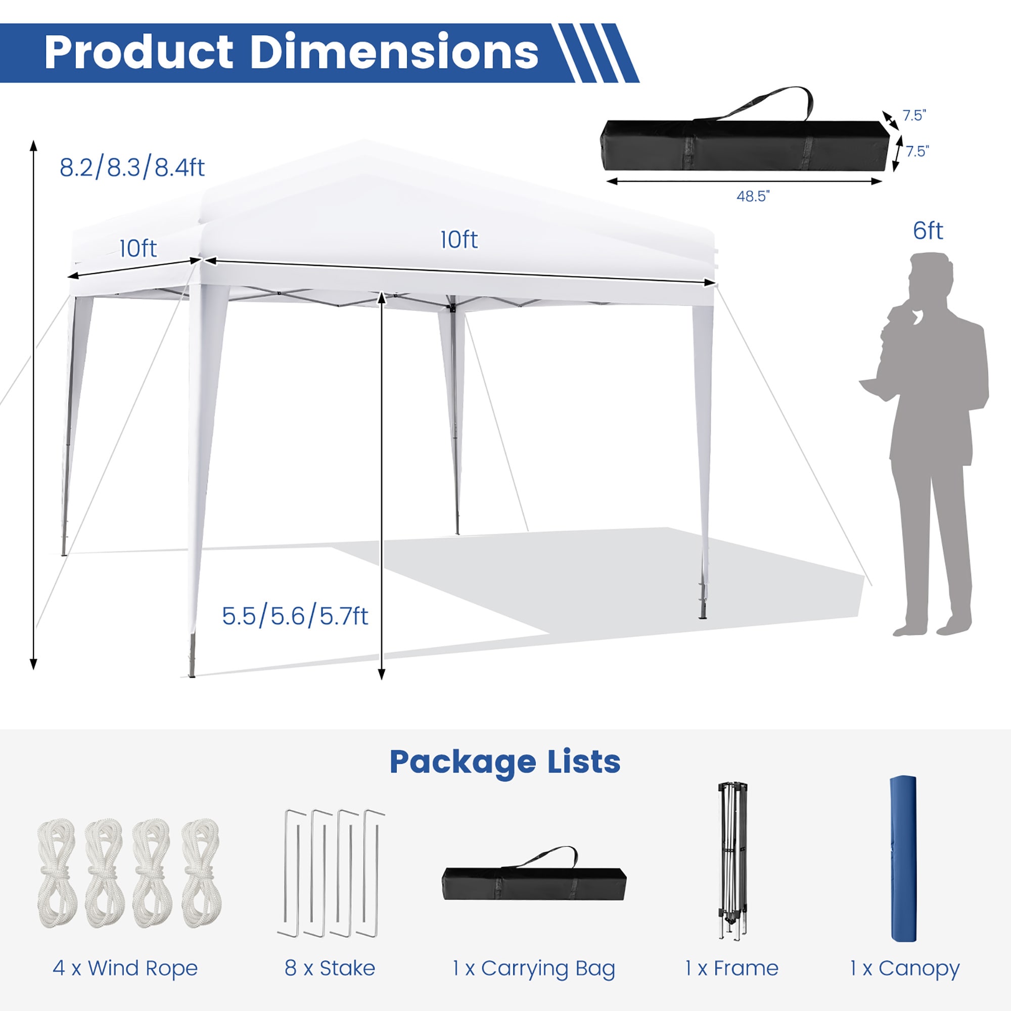 Costway NP10894WH Canopies-Sl - View #2