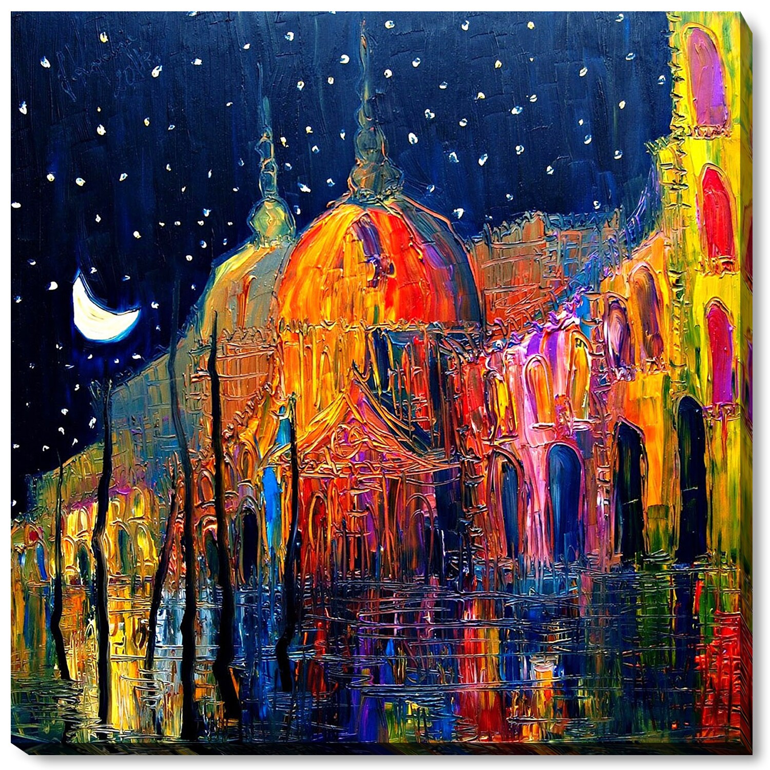 ArtistBe Night Justyna Kopania 22-in H x 22-in W Cityscape Print on ...