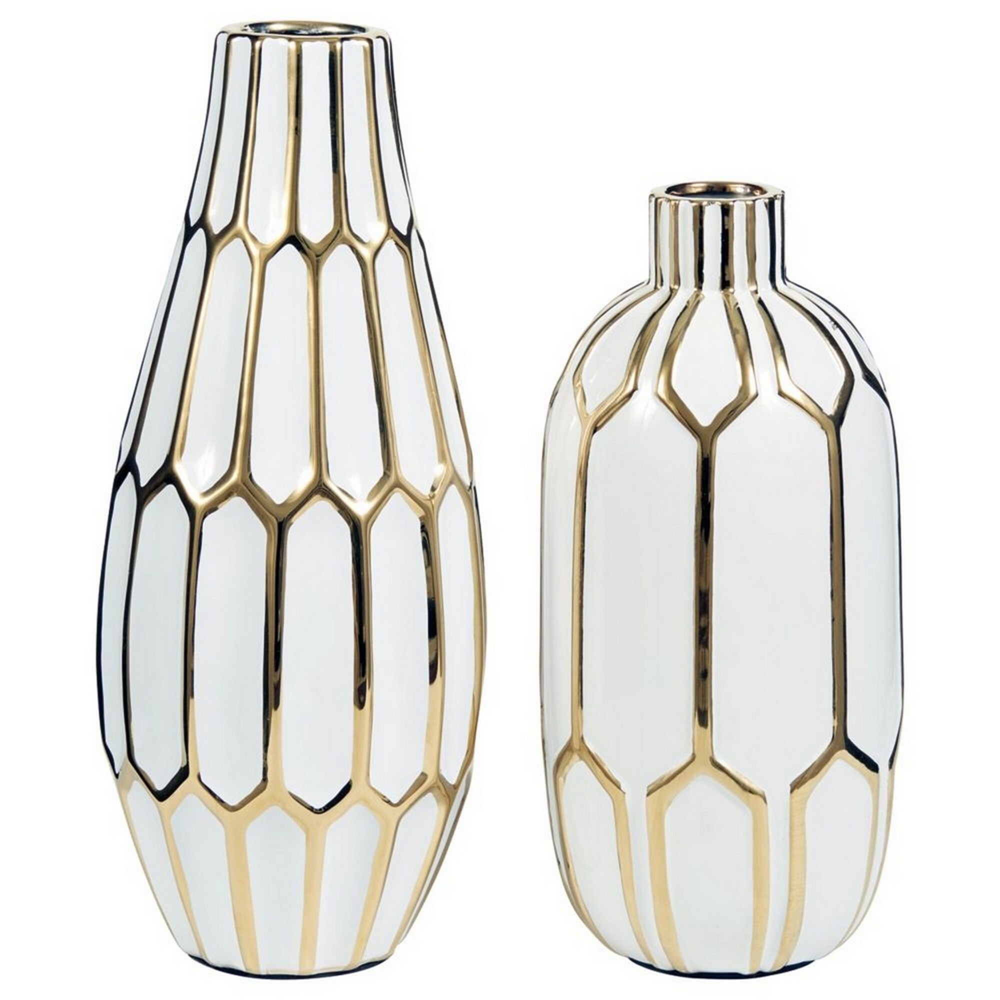 Benzara BM246946 2 -Pack White Ceramic Modern Vase