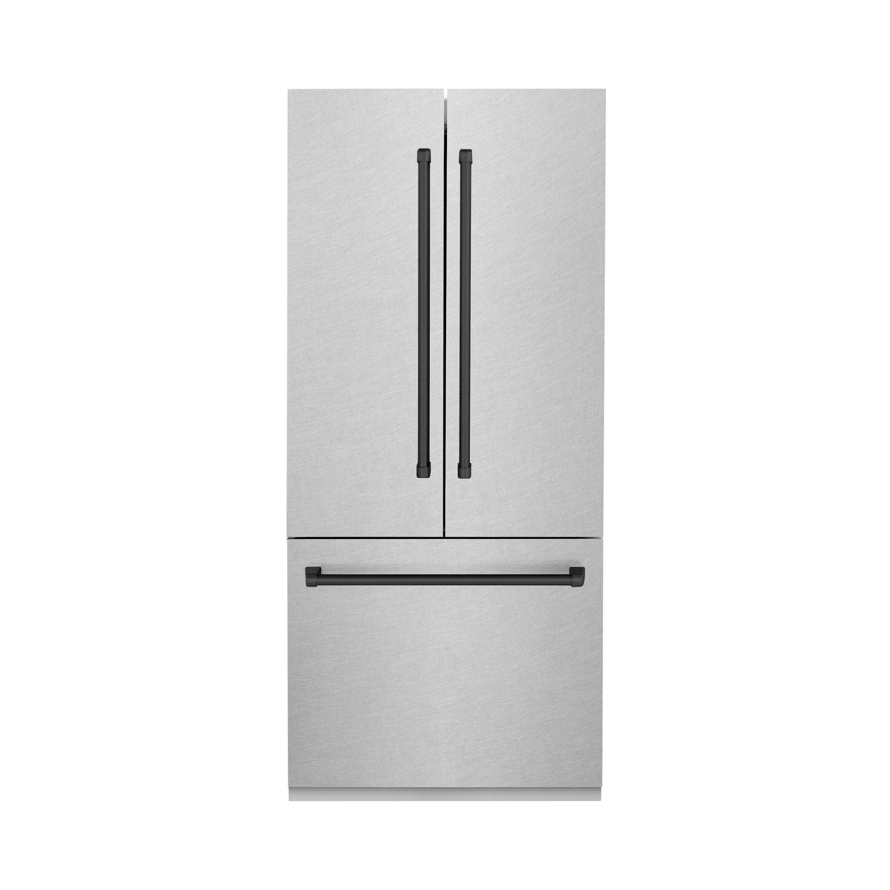 ZLINE KITCHEN & BATH RBIVZ-SN-36-MB Counter-Depth 19.6-Cu. Feet 3 -Door Built-In French Door Refrigerator with Ice Maker with water dispenser ( Fingerprint Resistant Stainless Steel with Matte Black Accent Handle ) ENERGY STAR Certified