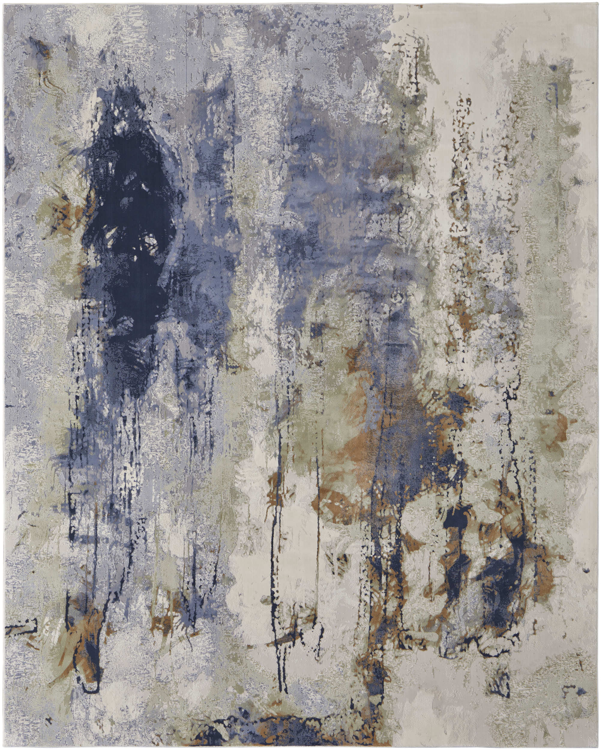 Room Envy CLOR39K1BLUMLTI1G 3 x 10 (ft) Loomed Polypropylene Blue/Orange/Ivory Rectangular Indoor Abstract Runner rug