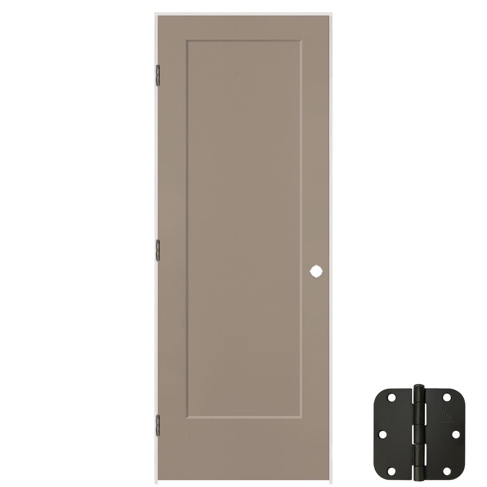 Masonite 5071522 28-in x 80-in Sand Piper Solid core 1-panel square Right hand Smooth Prefinished Molded composite Flat Jamb Single Prehung Interior Door