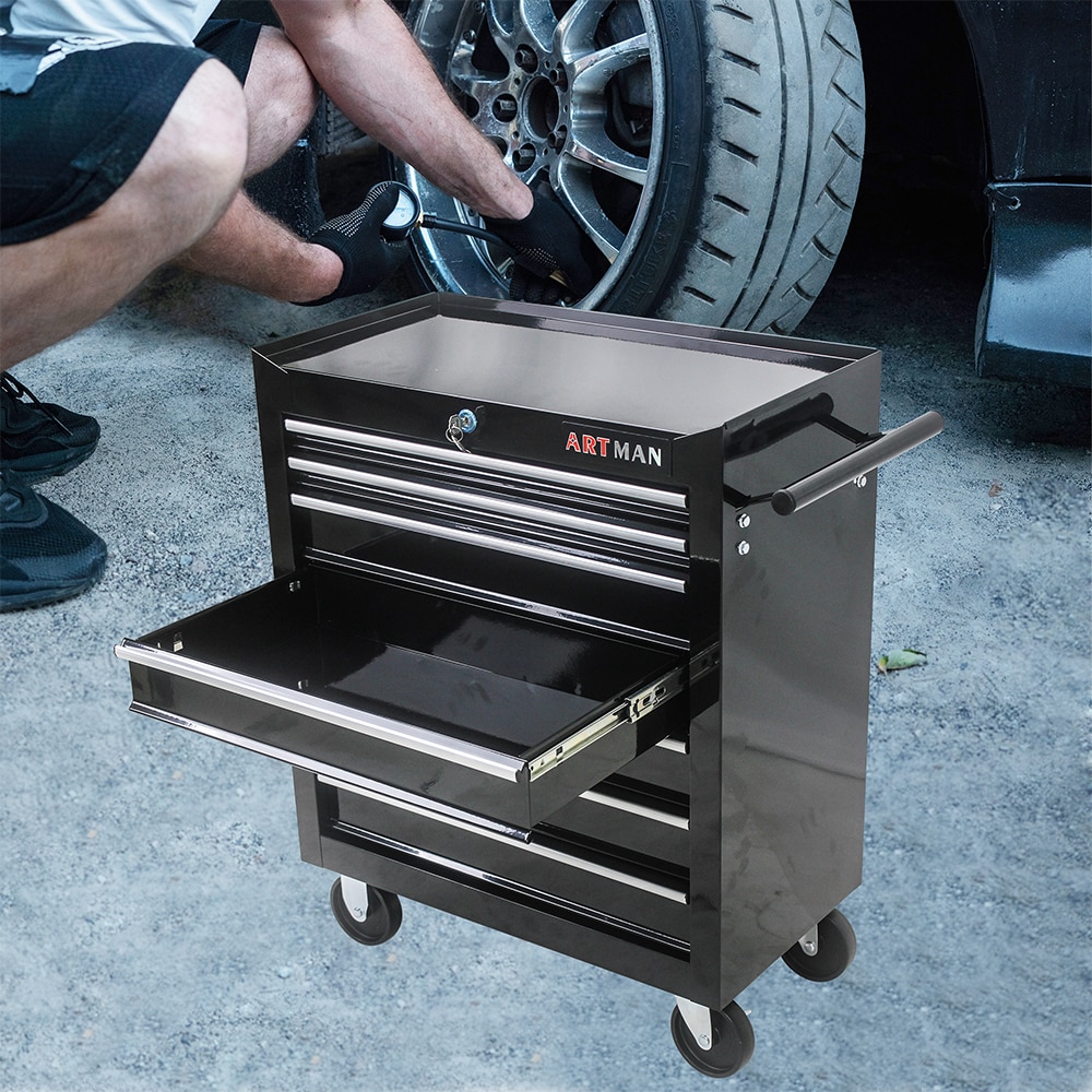 EXTRAUP YHLN733P180454D Bottom Tool Cabinet 24.2-in W x 29.9-in H 7 -Drawer Steel Tool Cabinet ( Black )
