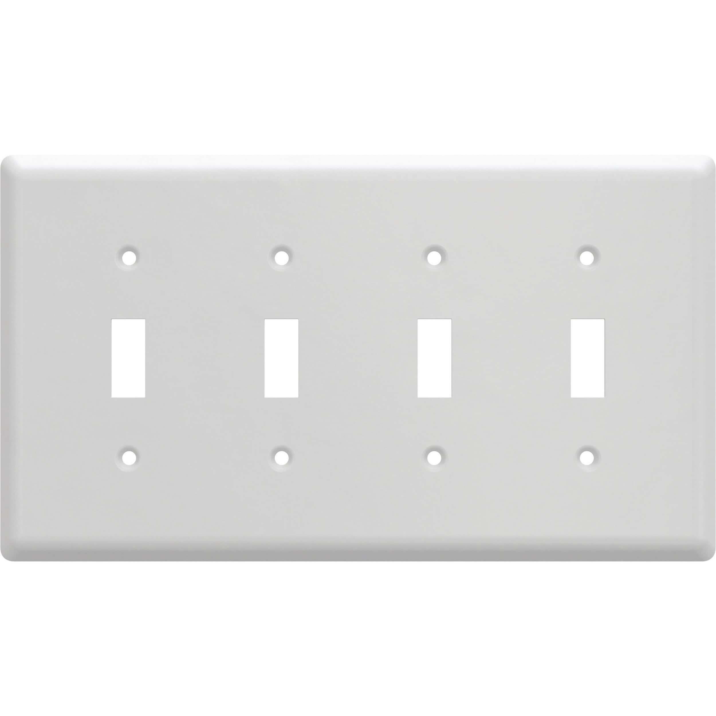 Simple Square 4-Gang Standard Size Pure White Steel Indoor Toggle Wall Plate | - allen + roth W45074-PW-CP