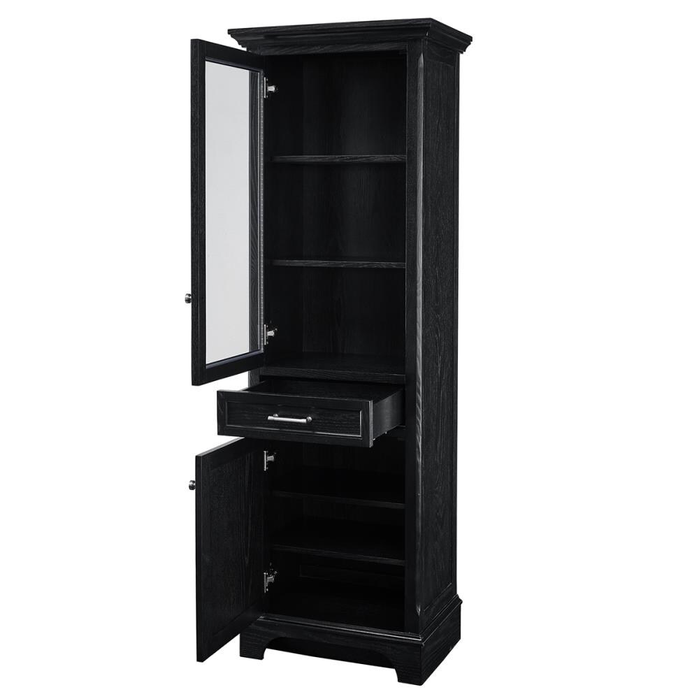Scott Living Roveland 24 in W x 72 in H x 16 in D Black MDF Freestanding Linen Cabinet at Lowes