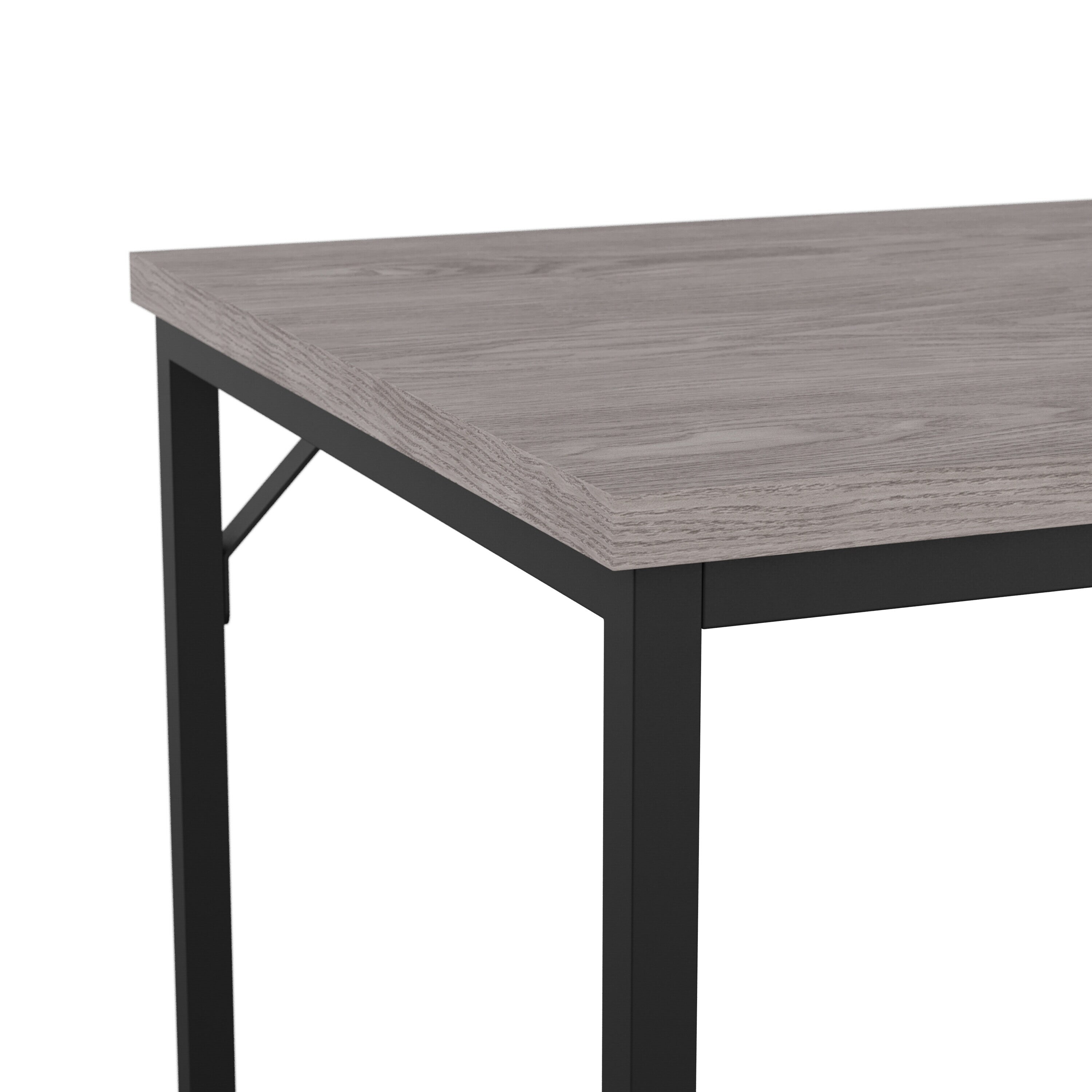 Gray Wood Grain Parsons Desk with Oil Rubbed Bronze Frame