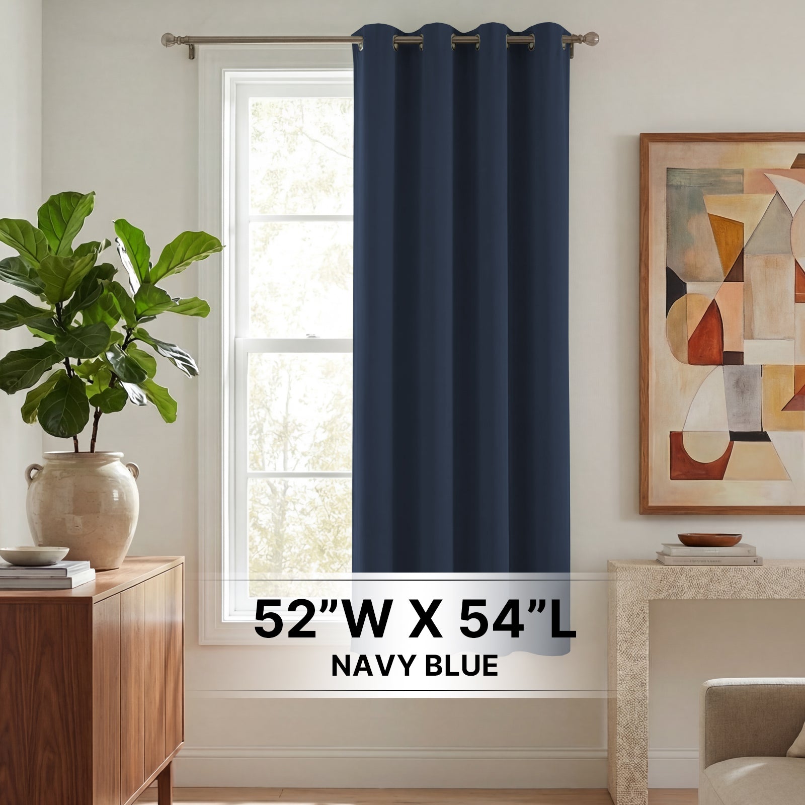 H.Versailtex -  1 Panel Premium Blackout Curtain Panel Pair Grommet Top 52 x 54 in Navy Blue