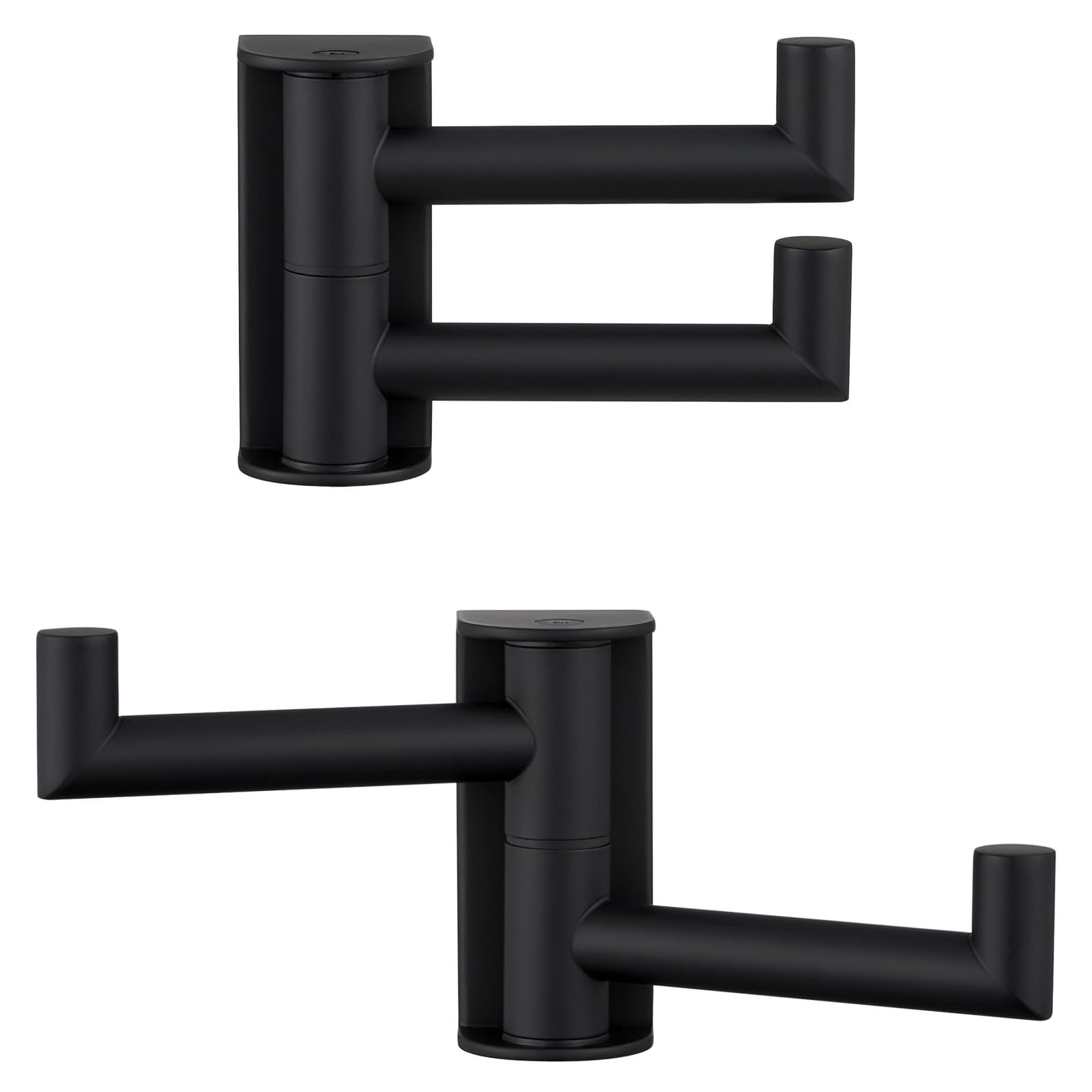 Aoibox  2 Pack Matte Black 304 Stainless Steel Swivel Double Robe Towel Hooks Wall Mounted Coat Hanger Set Pair