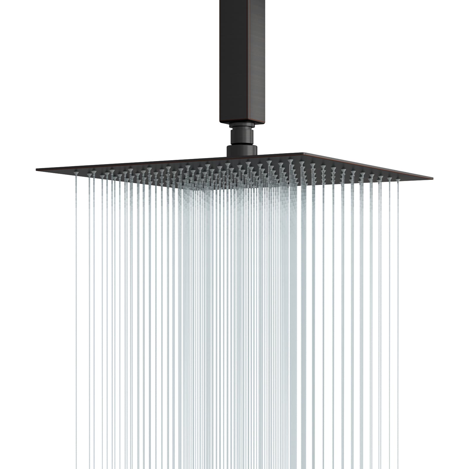 KICHAE KSLF17003-SS 1 -Spray Oil Rubbed Bronze 12-in Square Rain High Pressure Shower Head 1.8 GPM