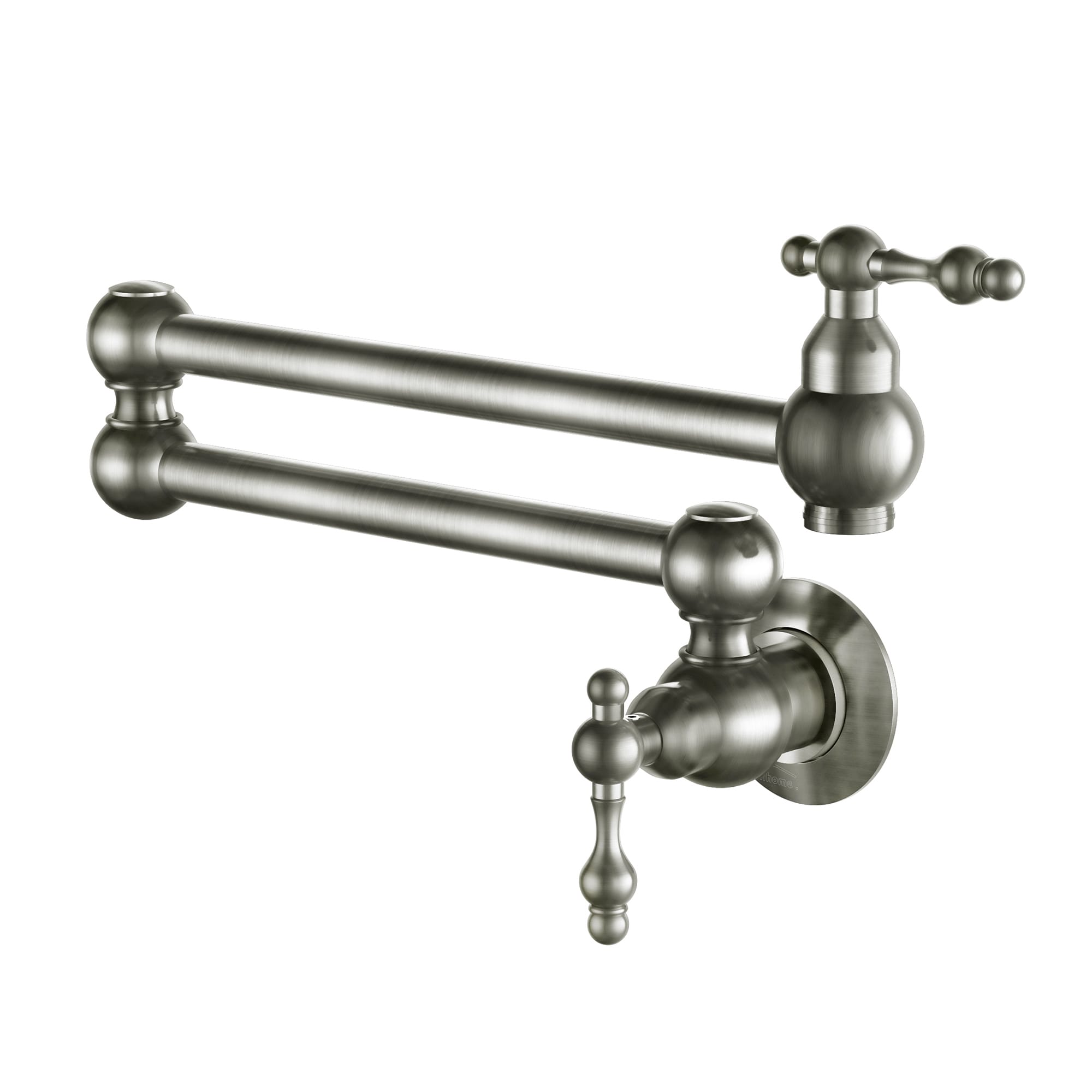 Clihome DG-KF46NS Brushed Nickel Double Handle Wall-mount Pot Filler Kitchen Faucet