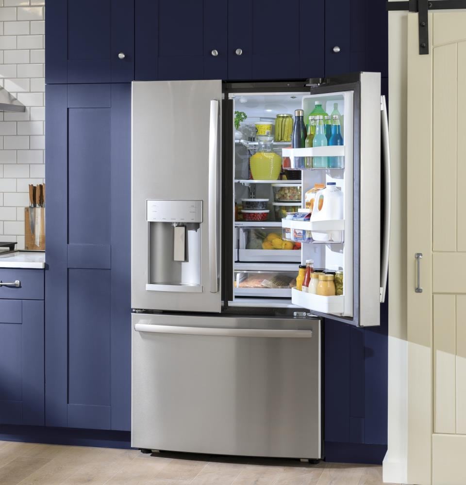 GE Counter-depth 22.2-cu ft French Door Refrigerator with Ice Maker ...