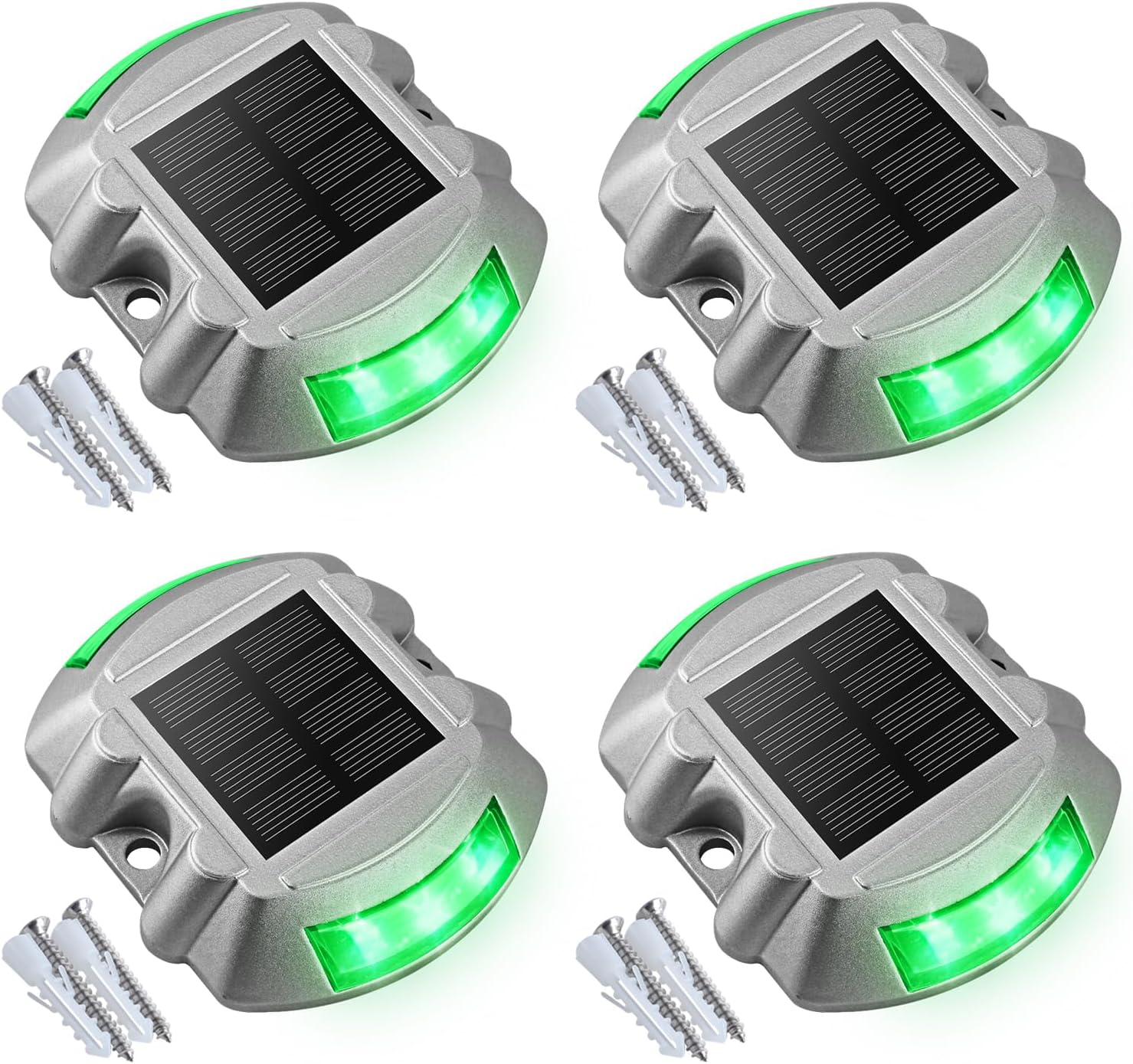 Misopily 12 Pack Two Color Switchable Solar Powered Outdoor LED Dock Marine Driveway Marker Deck Step Pathway Lights Waterproof White Blue