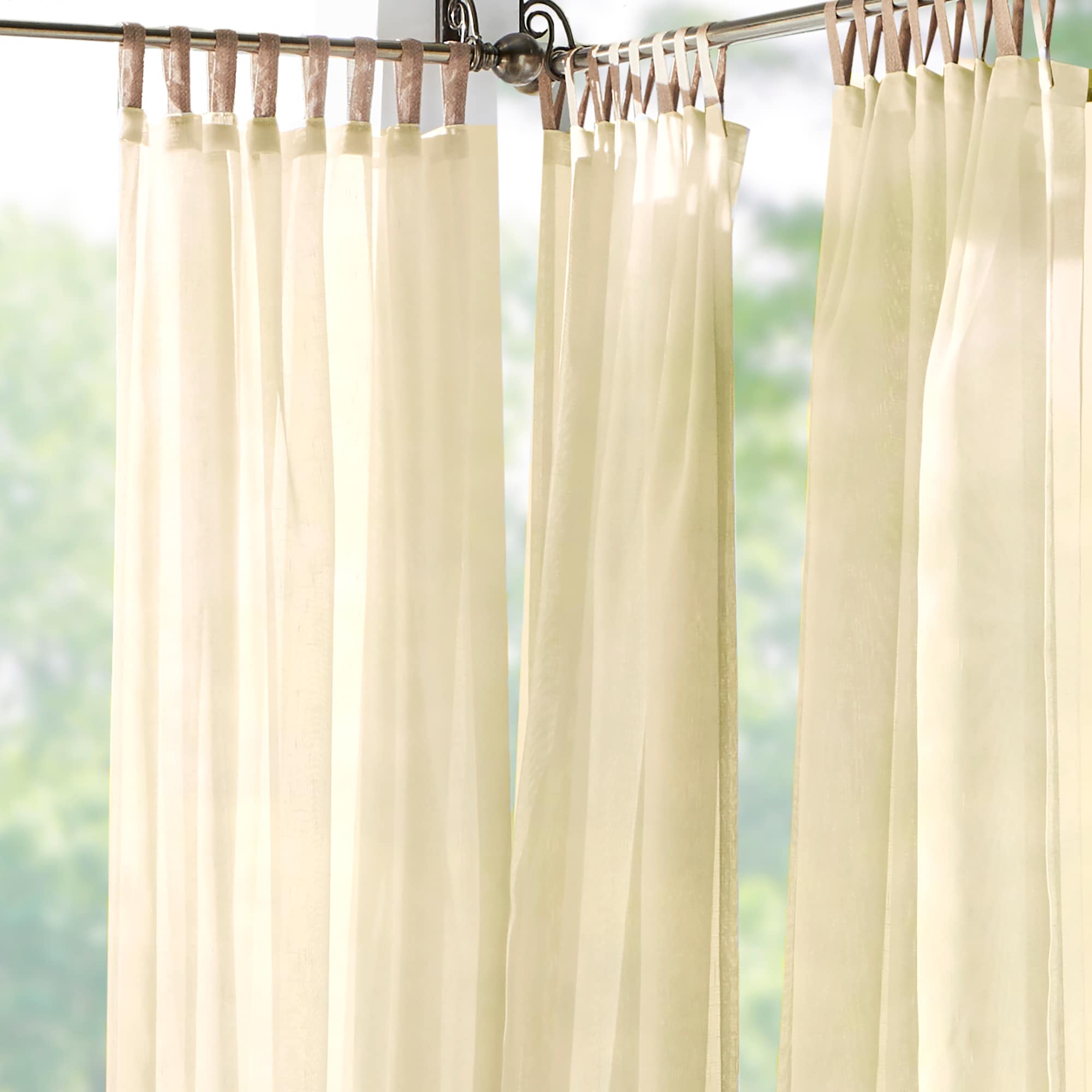 Natural Sheer Polyester Tab Top Curtain Panel