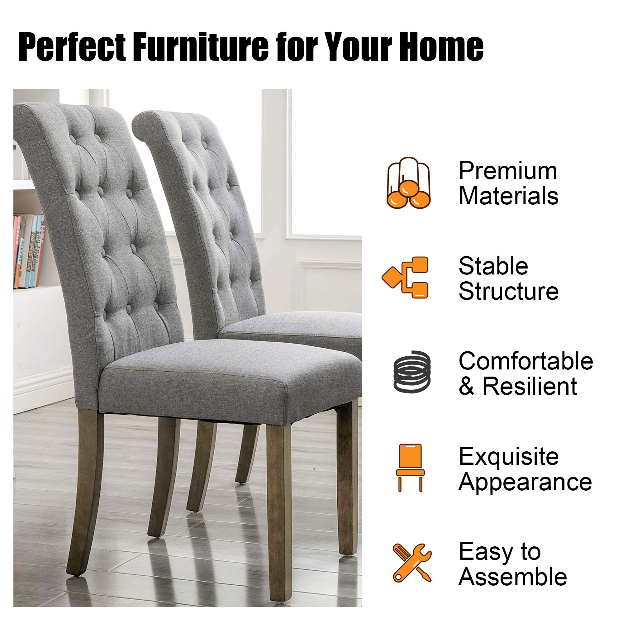 Clihome ZB-PH-011-2-GY Dining-Chairs - View #5
