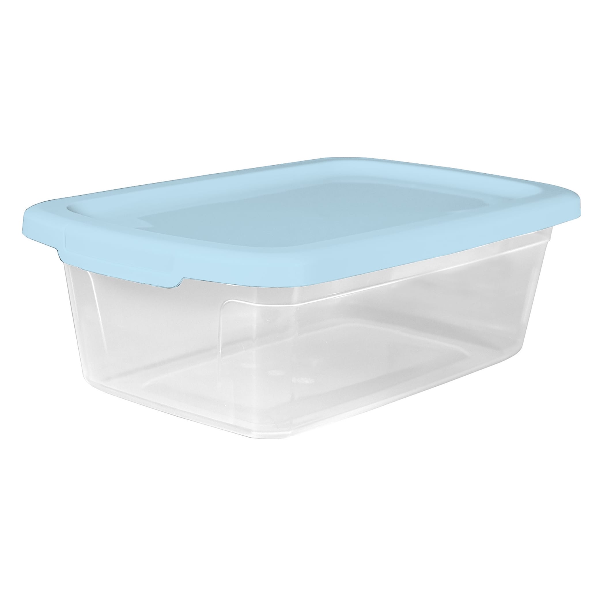  Hefty Hi-Rise Clear Plastic Bin with Smoke Blue Lid (8