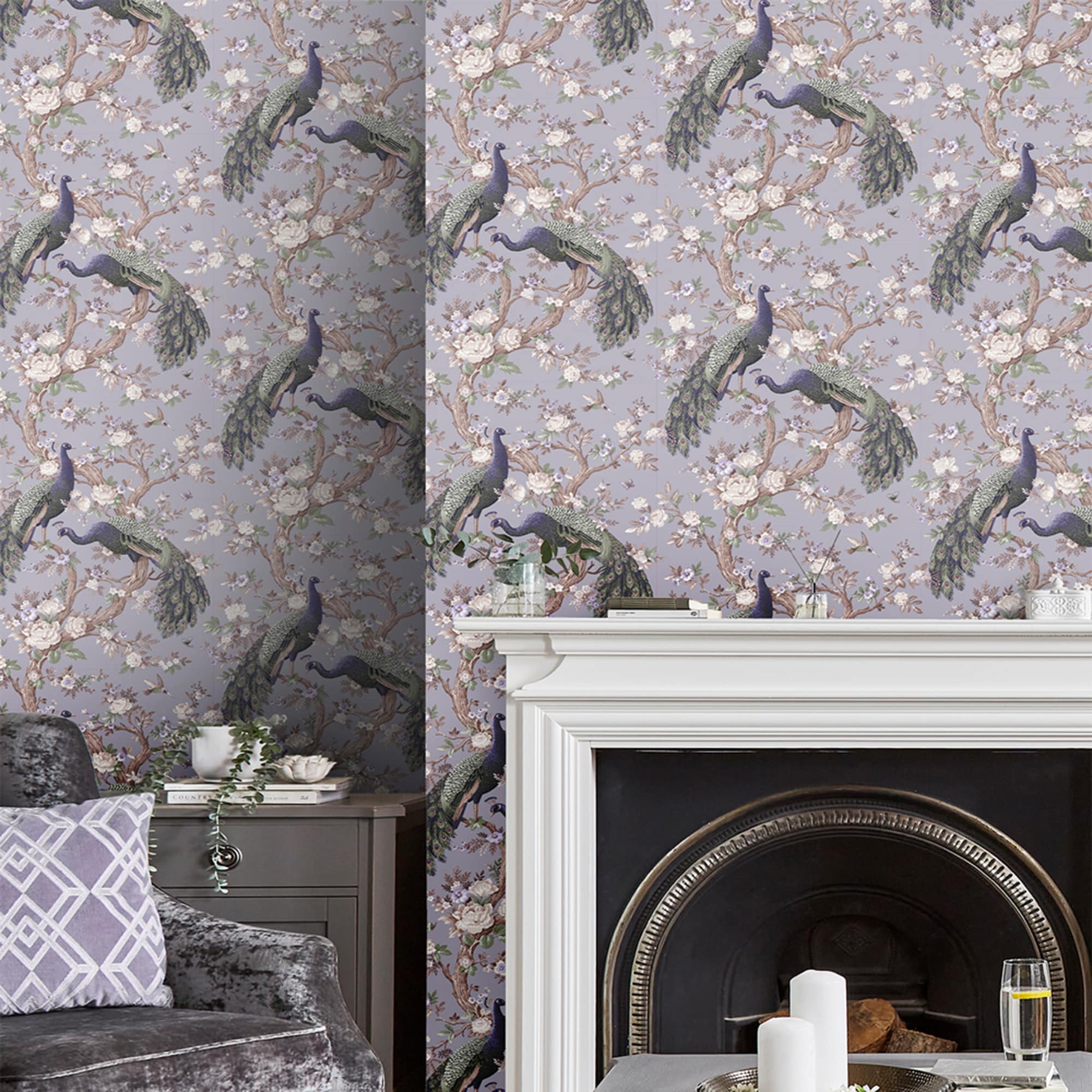 Laura Ashley Timeless Elegance 8 In Pale Iris Non Woven Birds 56 Sq Ft Unpasted Paste The Wall 3697