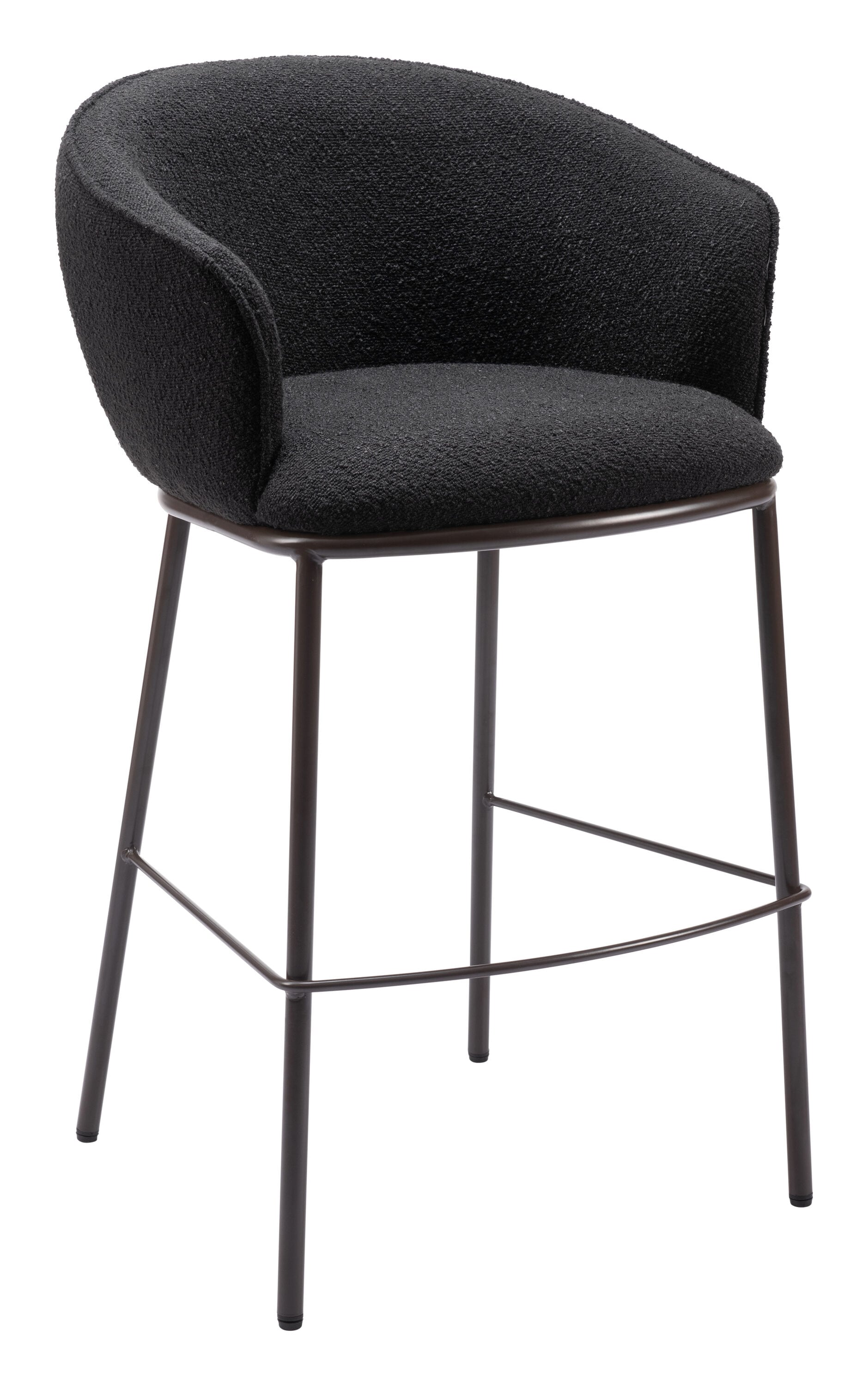 ZUO 109810 Black and Bronze 29.5-in H Bar height (28-in to 33-in) Bucket Seat Upholstered Wood Back Bar Stool with Arms and Back