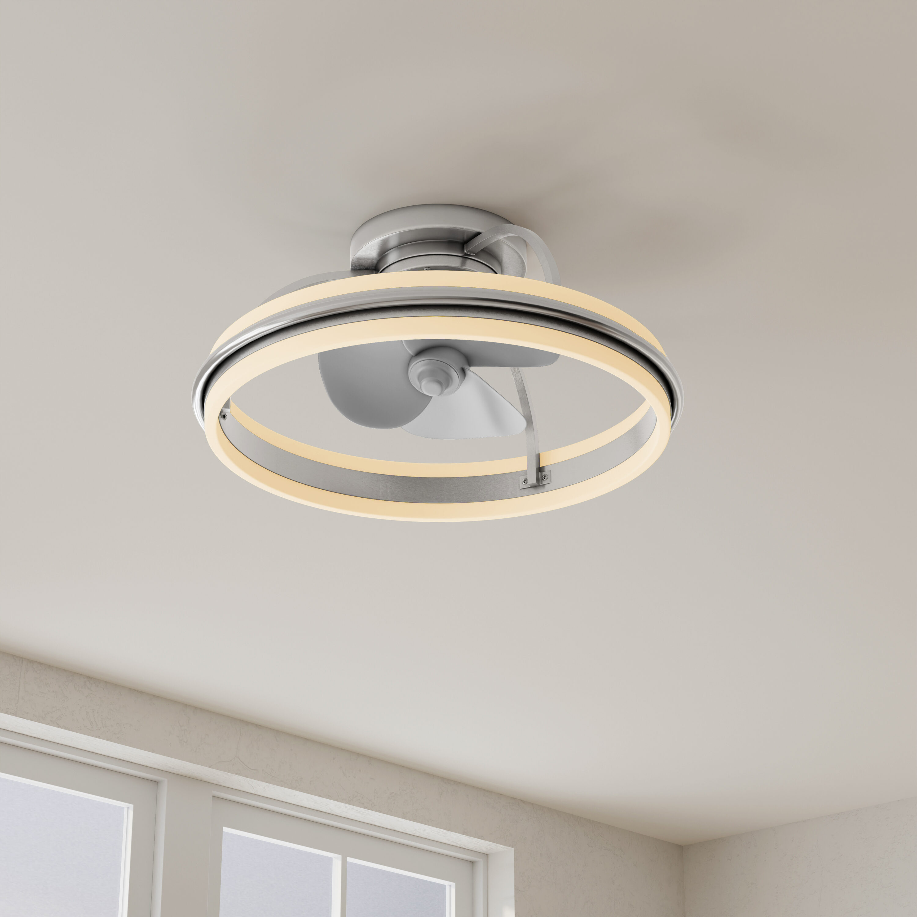 Brushed Nickel 21" LED Ceiling Fan with Remote and Lighting