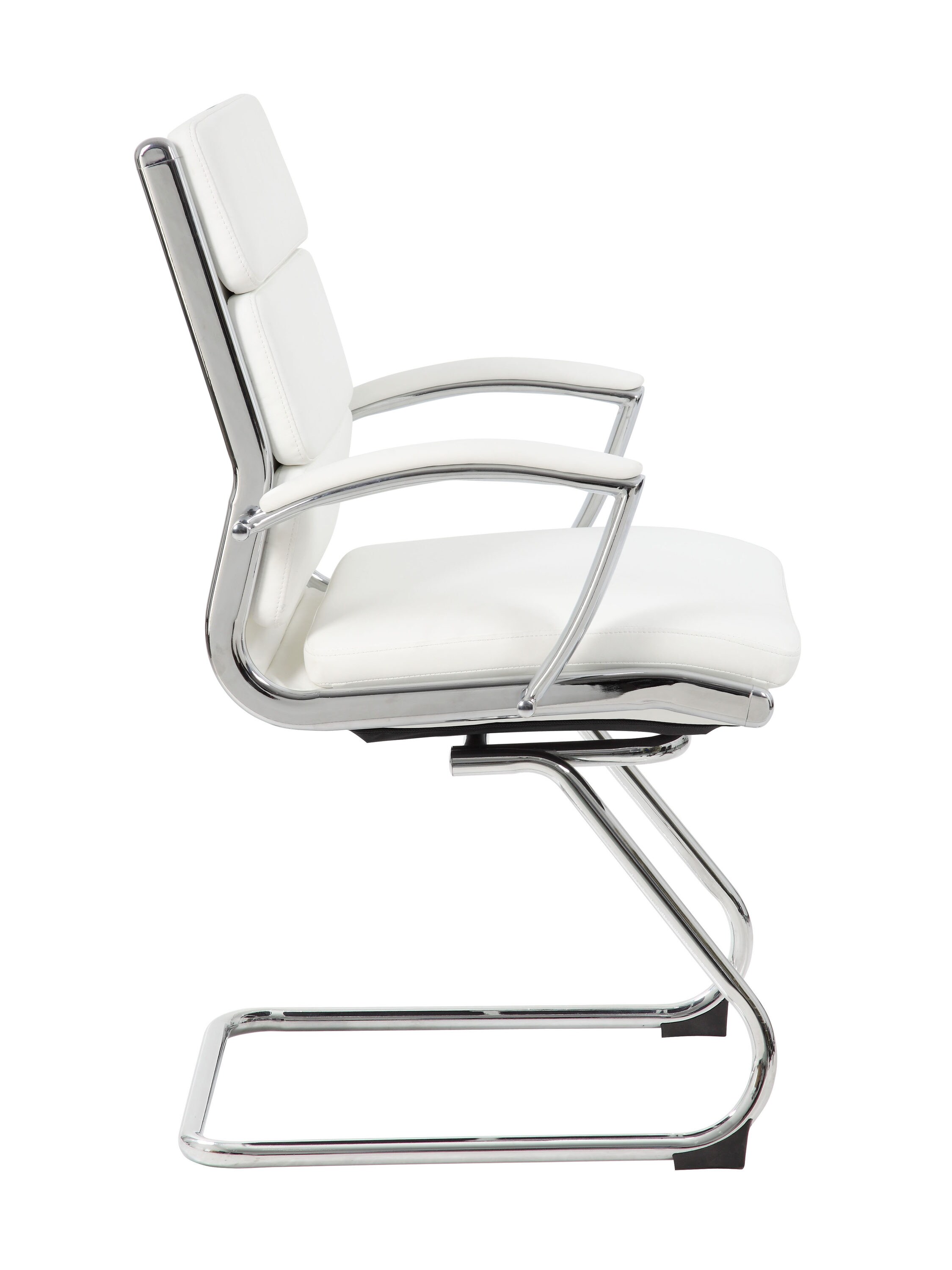 Chic White CaressoftPlus Executive Guest Chair with Chrome Finish